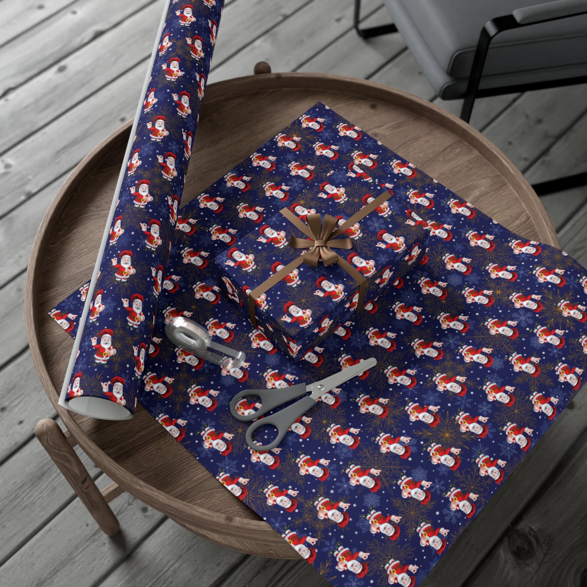 Chef Santa Christmas Wrapping Paper Roll of 6 or 12 Feet | Choice of Matte or Satin Finish | Buy 2 or more and SAVE 10%