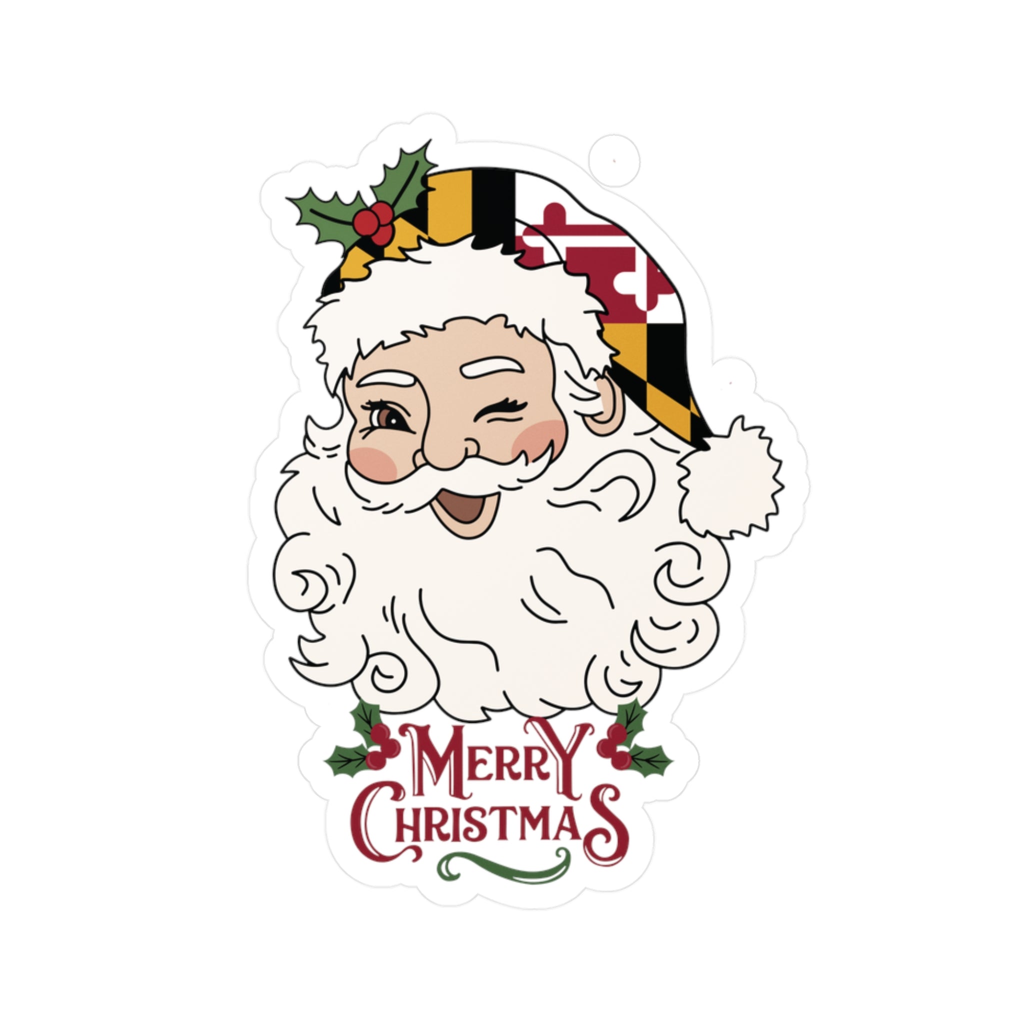 Maryland Santa Christmas Sticker | Tis the Seasoning | Kiss-Cut Vinyl Decals | Baltimore Christmas