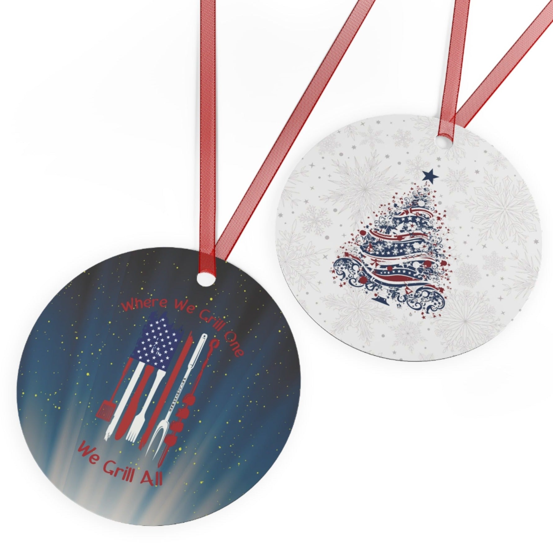 Where We Grill One Grillmongers Lightweight Metal Ornament 3" Round - Order Two or More and Save $2.22 on additional ornaments!