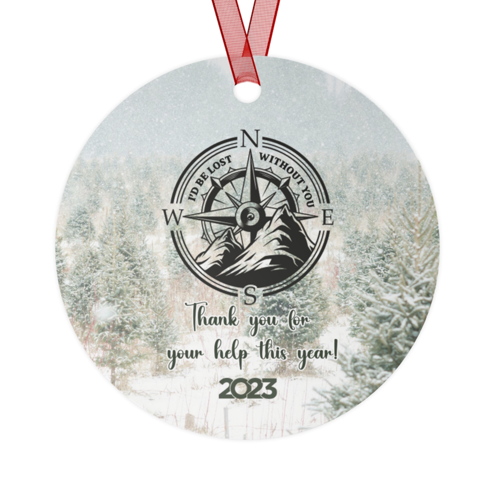 Thank you Ornament for Coworker, Tech Support, Team, Assistant, Boss, Friend 3" Round Metal, One Sided - Buy two or more and SAVE $2.00 on each additional