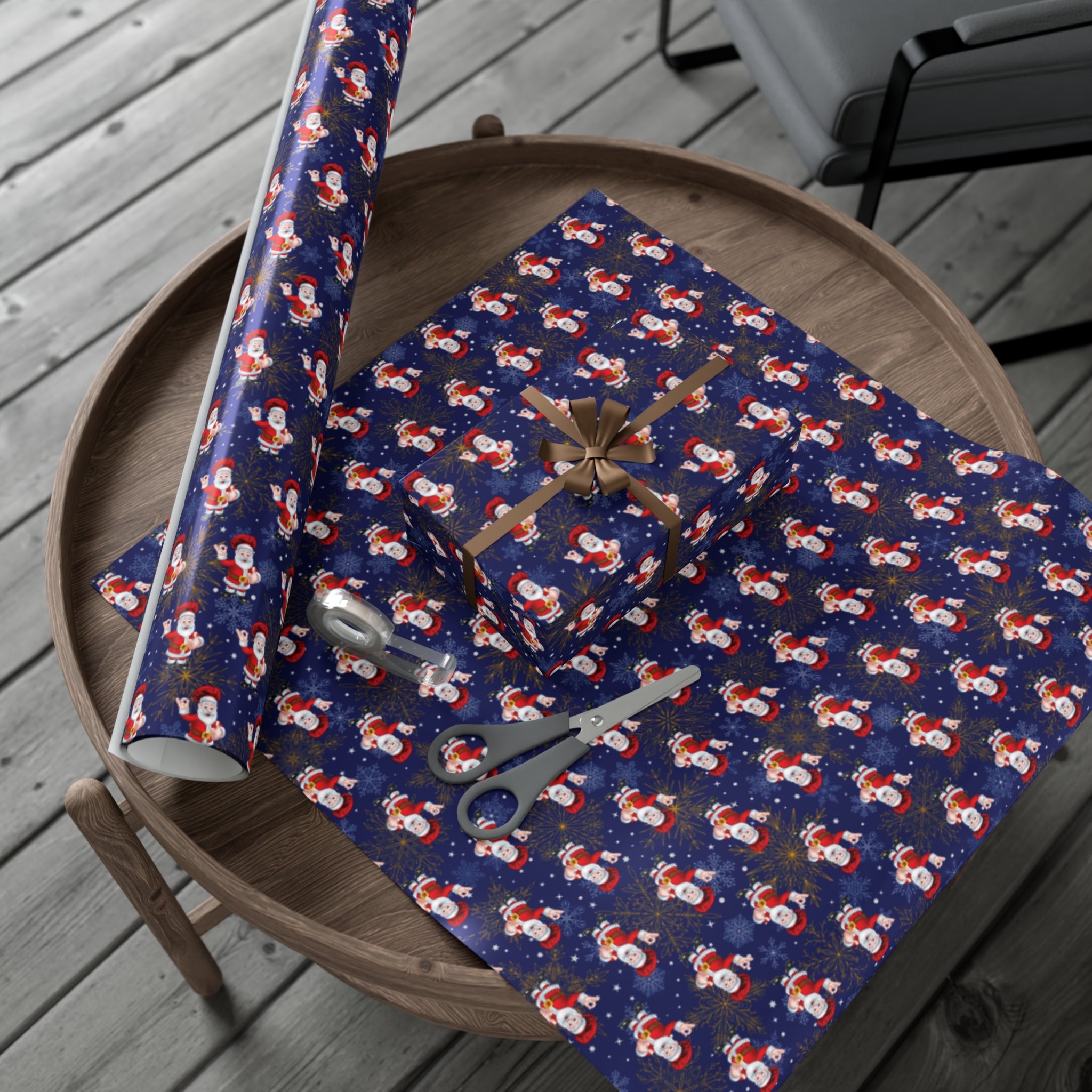 Chef Santa Christmas Wrapping Paper Roll of 6 or 12 Feet | Choice of Matte or Satin Finish | Buy 2 or more and SAVE 10%