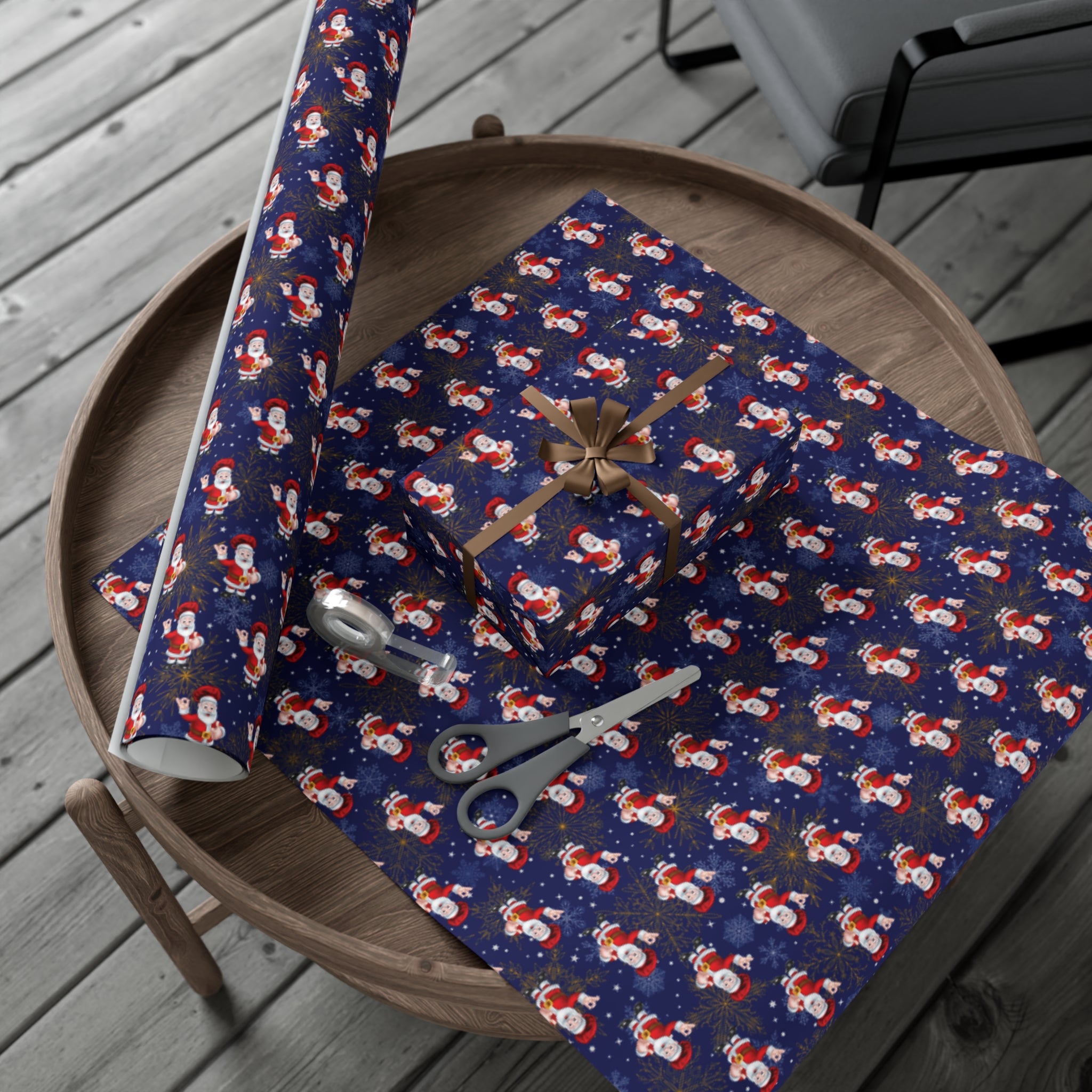 Chef Santa Christmas Wrapping Paper Roll of 6 or 12 Feet | Choice of Matte or Satin Finish | Buy 2 or more and SAVE 10%
