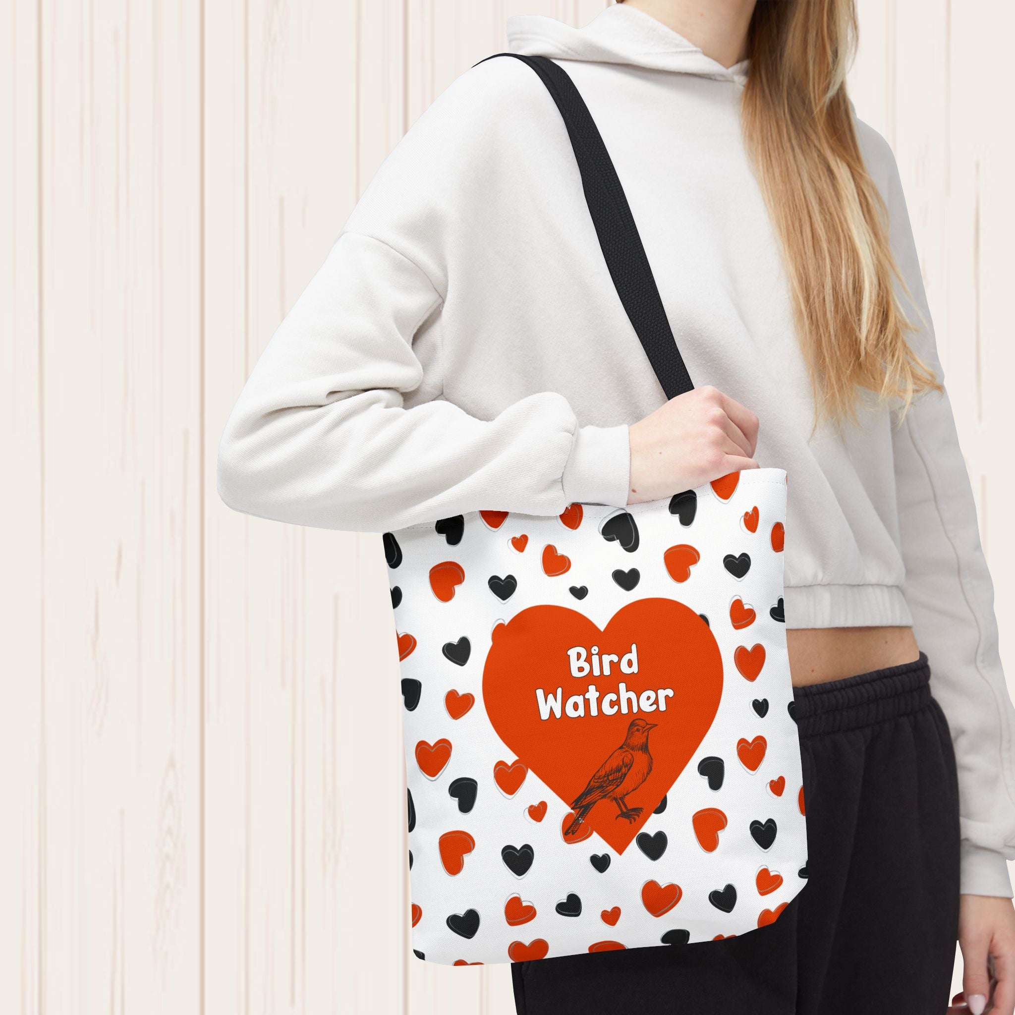 Bird Watcher Bag Heart Theme | Shopping Tote for Baltimore Sports Fans | Birdland Utility Bag