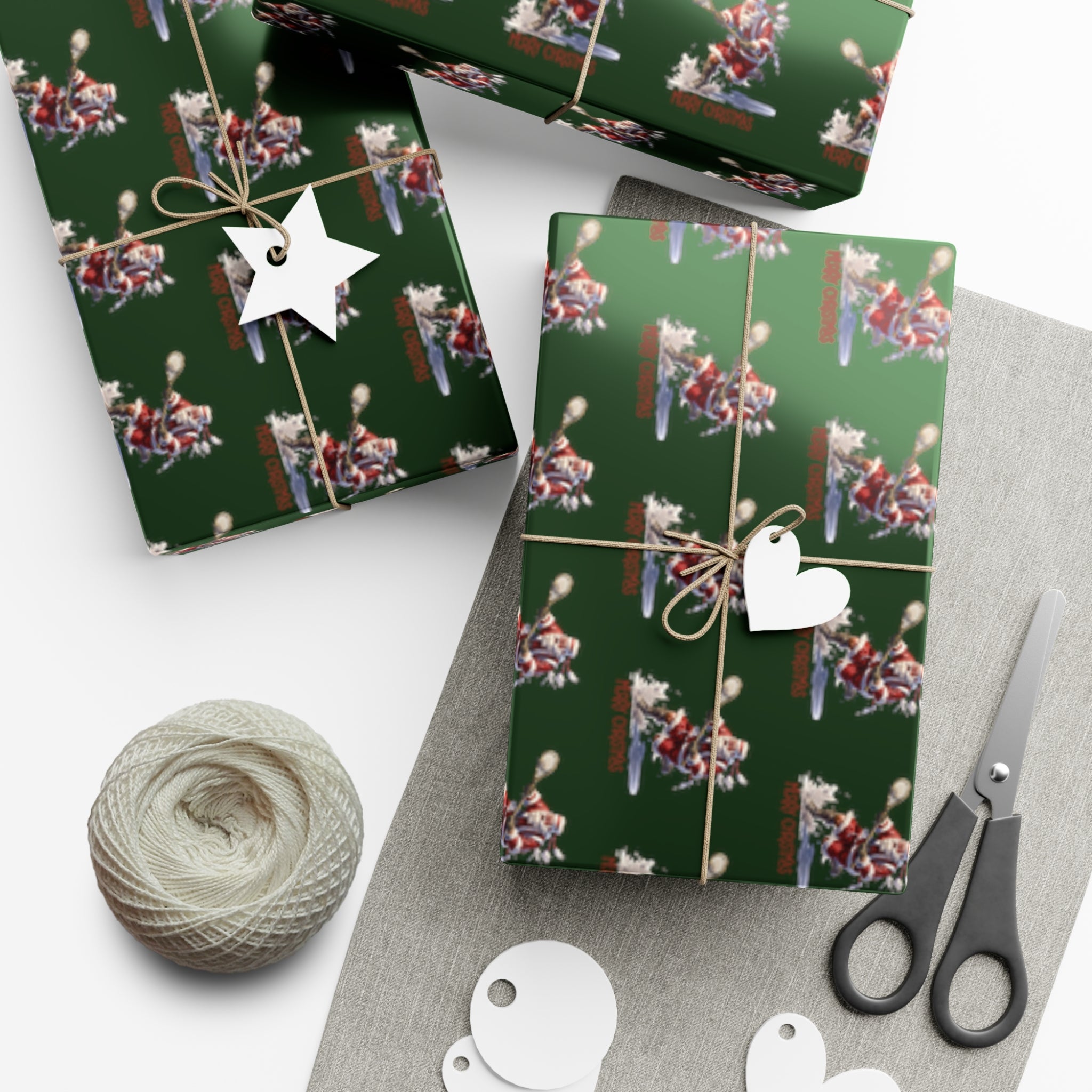 Lacrosse Santa Christmas Wrapping Paper Roll of 6 or 12 Feet | Choice of Matte or Satin Finish | Buy 2 or more and SAVE 10%