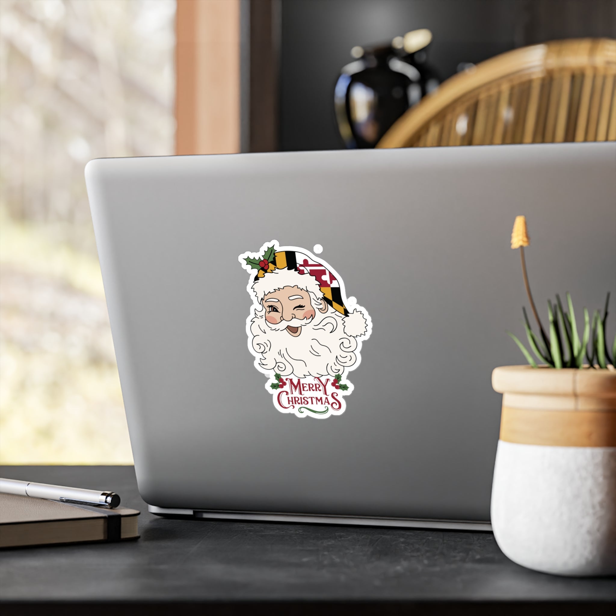 Maryland Santa Christmas Sticker | Tis the Seasoning | Kiss-Cut Vinyl Decals | Baltimore Christmas