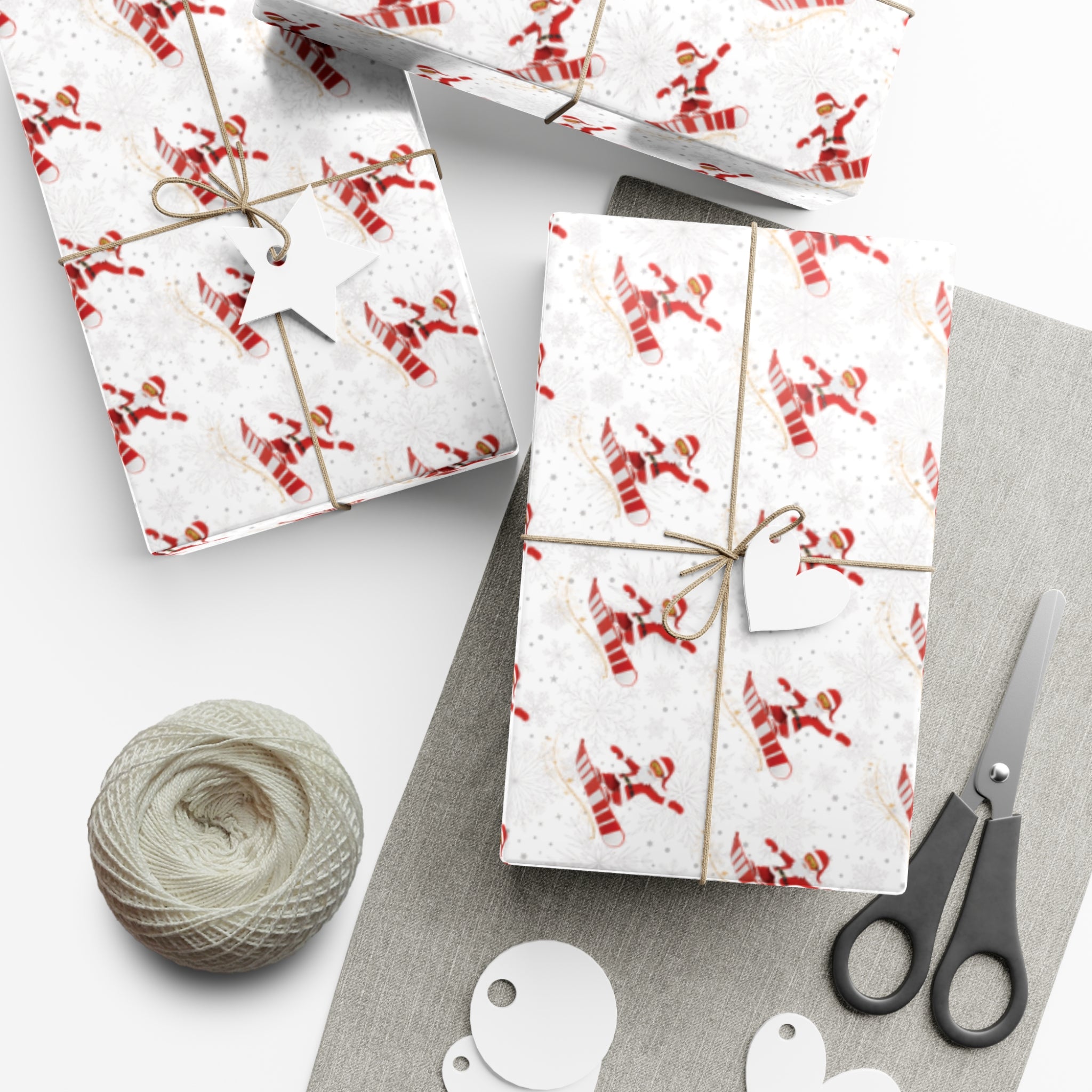 Snowboarding Santa Christmas Wrapping Paper Roll of 6 or 12 Feet | Choice of Matte or Satin Finish | Buy 2 or more and SAVE 10%