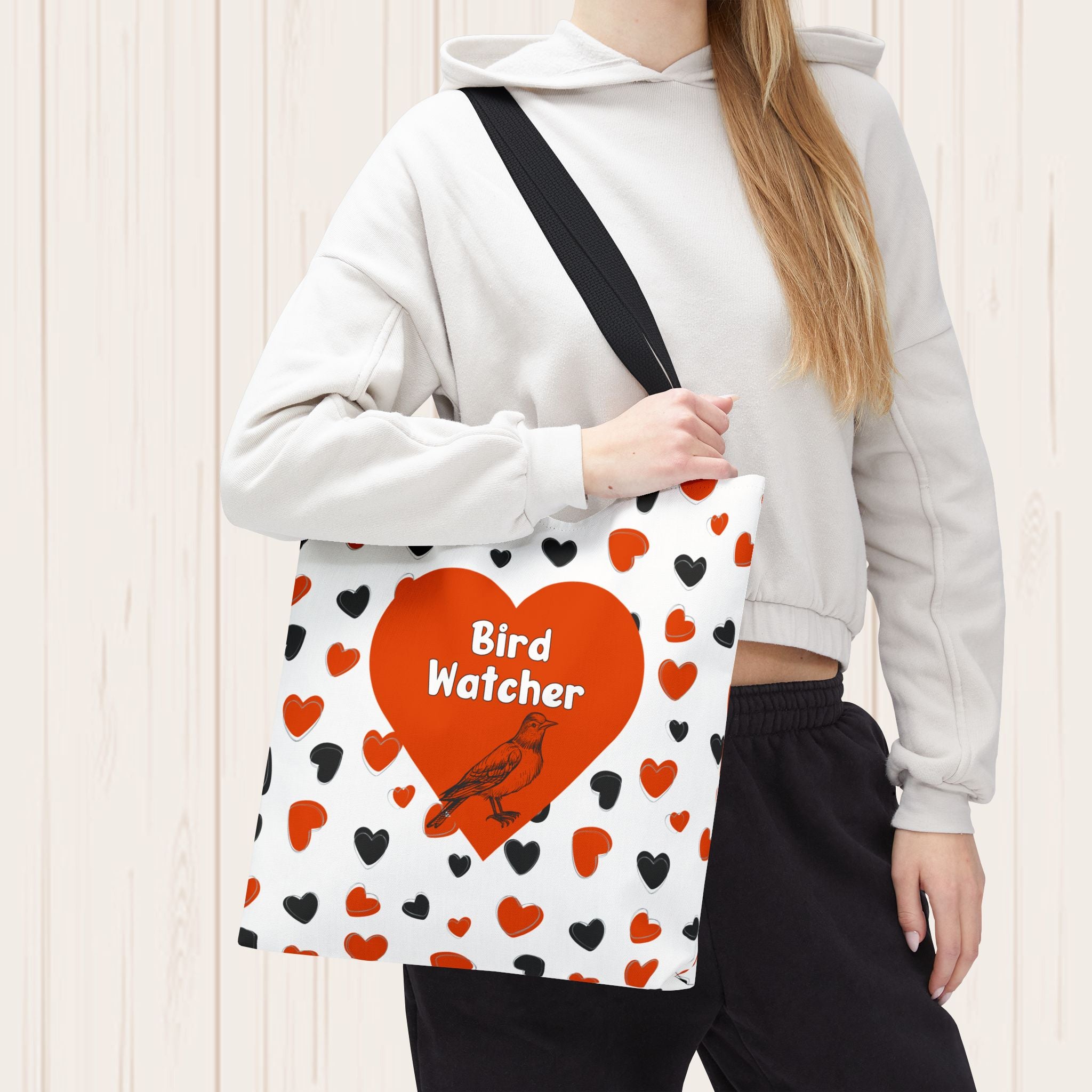 Bird Watcher Bag Heart Theme | Shopping Tote for Baltimore Sports Fans | Birdland Utility Bag