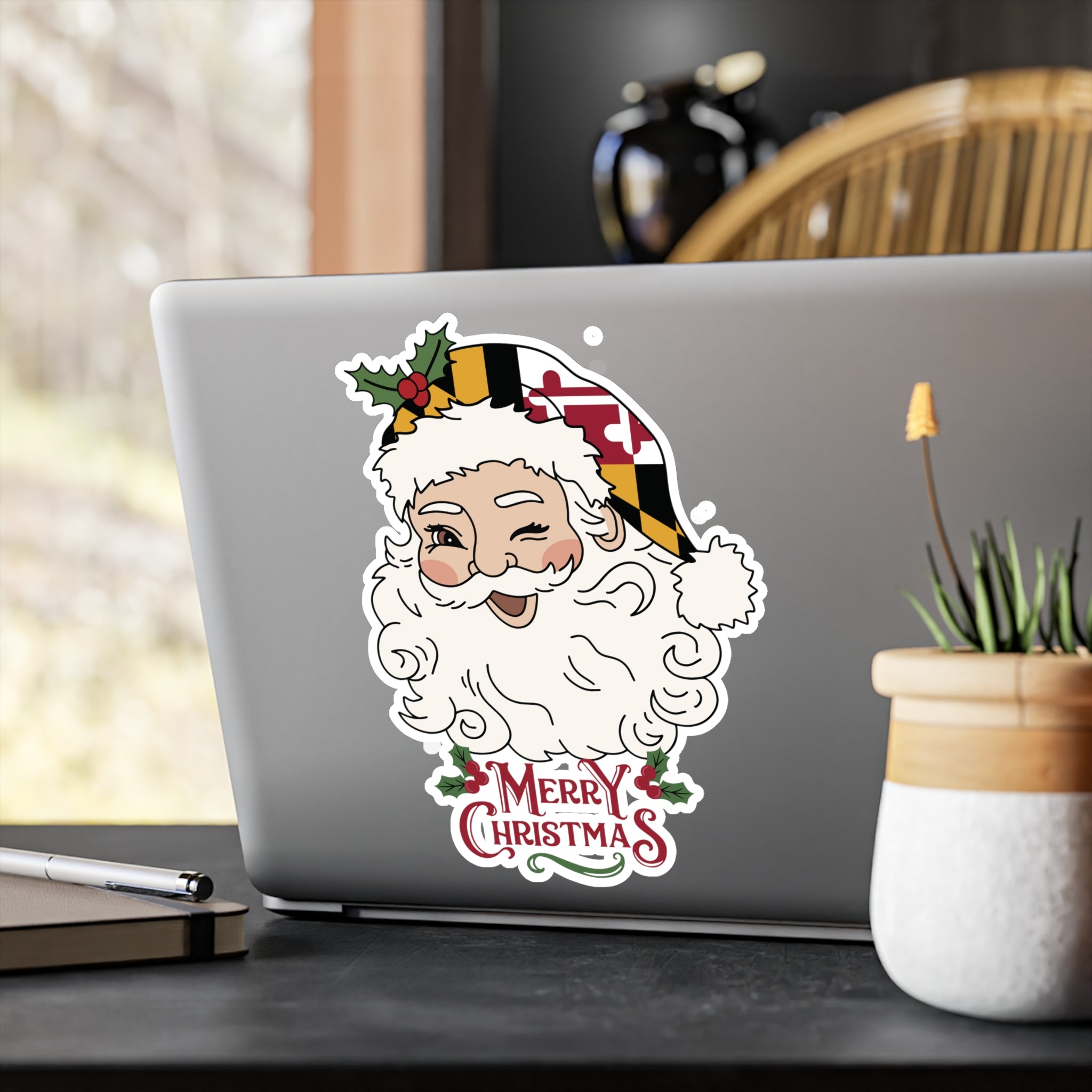 Maryland Santa Christmas Sticker | Tis the Seasoning | Kiss-Cut Vinyl Decals | Baltimore Christmas