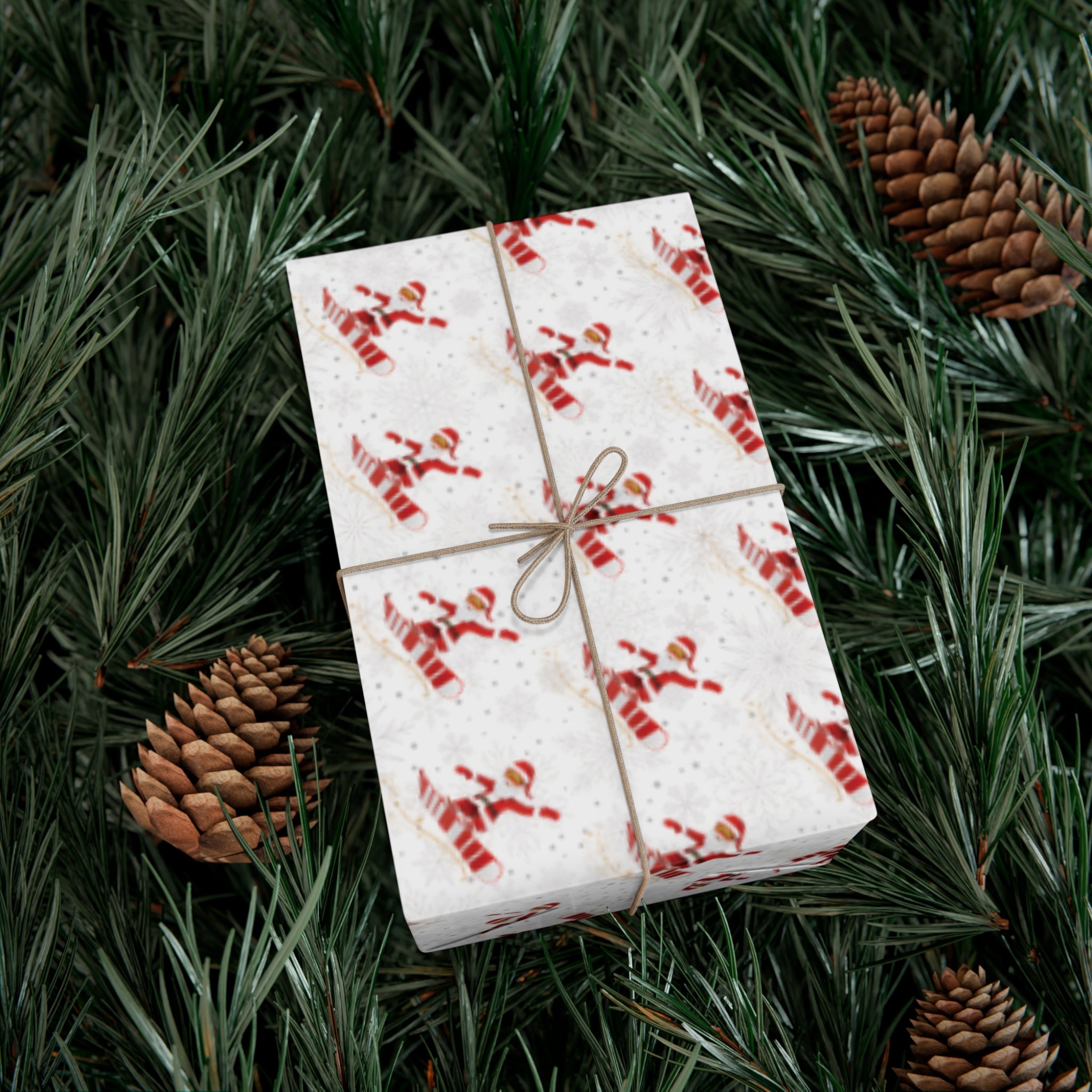 Snowboarding Santa Christmas Wrapping Paper Roll of 6 or 12 Feet | Choice of Matte or Satin Finish | Buy 2 or more and SAVE 10%