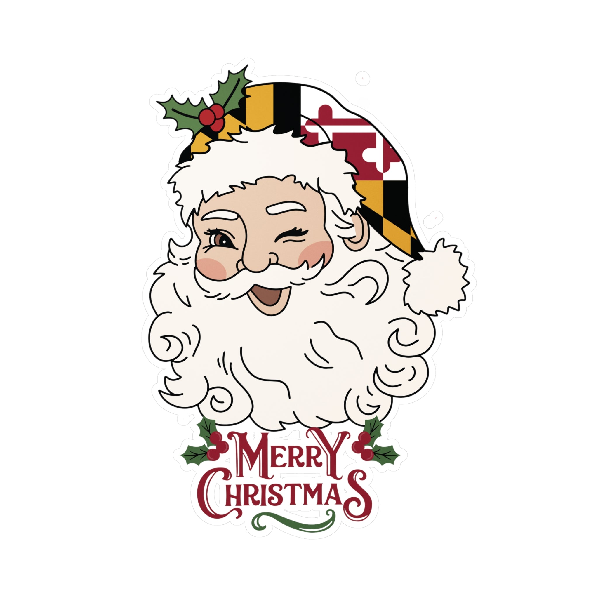 Maryland Santa Christmas Sticker | Tis the Seasoning | Kiss-Cut Vinyl Decals | Baltimore Christmas