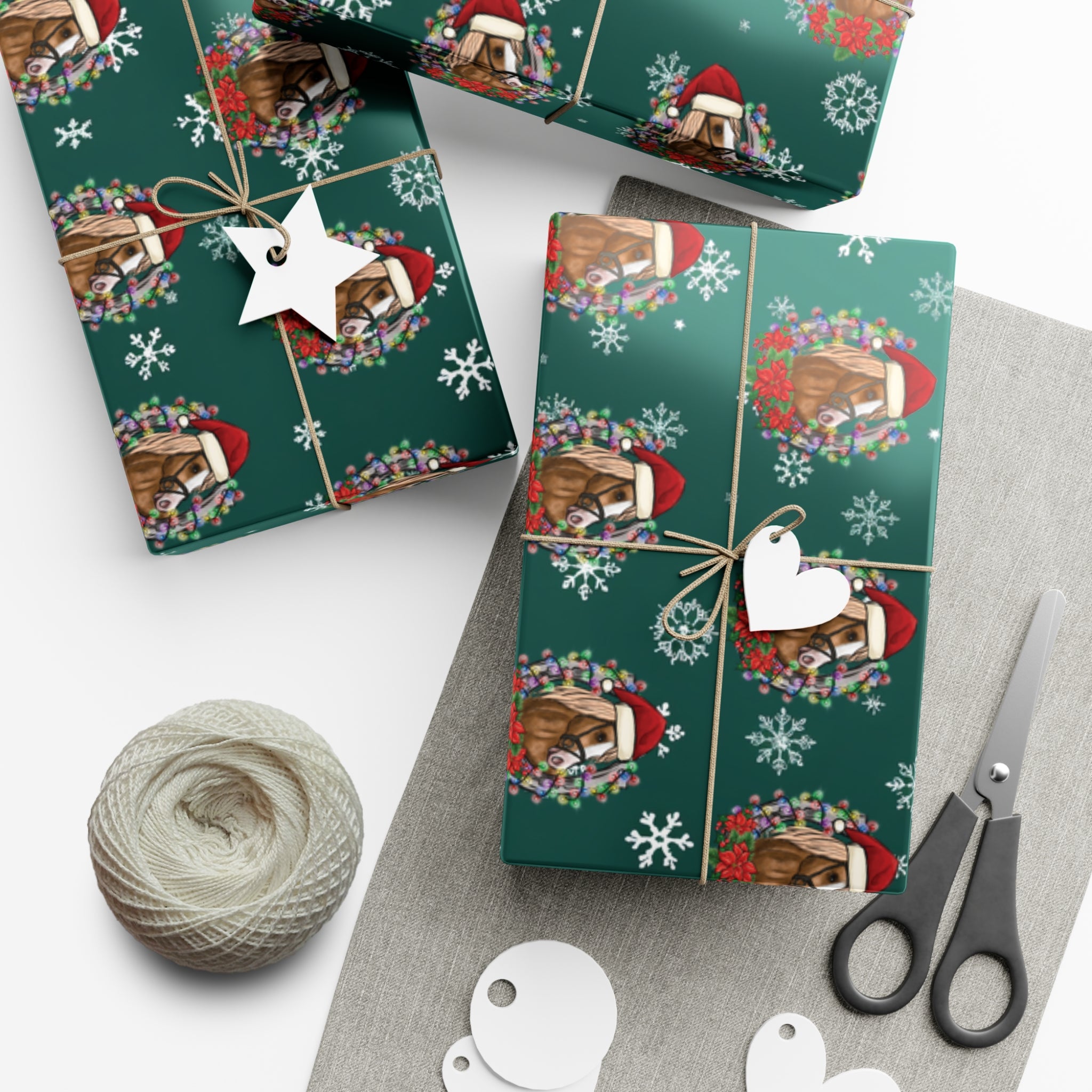 Horse Lover Christmas Wrapping Paper Roll of 6 or 12 Feet | Choice of Matte or Satin Finish | Buy 2 or more and SAVE 10%