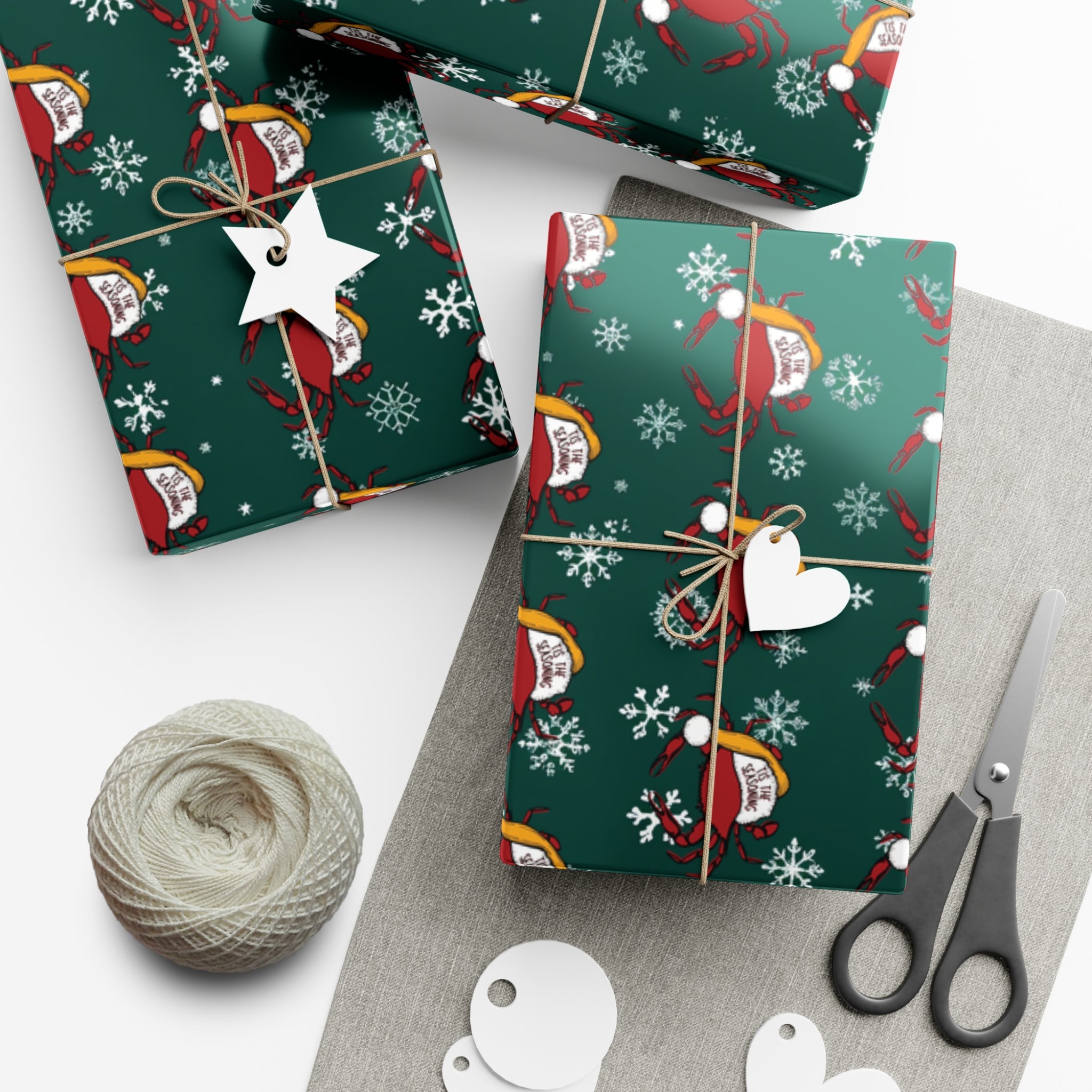 Maryland Crab Christmas Wrapping Paper Roll of 6 or 12 Feet | Choice of Matte or Satin Finish | Buy 2 or more and SAVE 10%