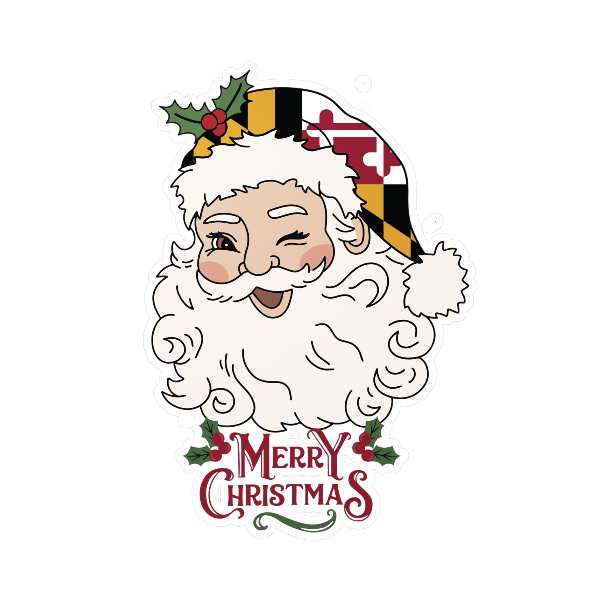 Maryland Santa Christmas Sticker | Tis the Seasoning | Kiss-Cut Vinyl Decals | Baltimore Christmas