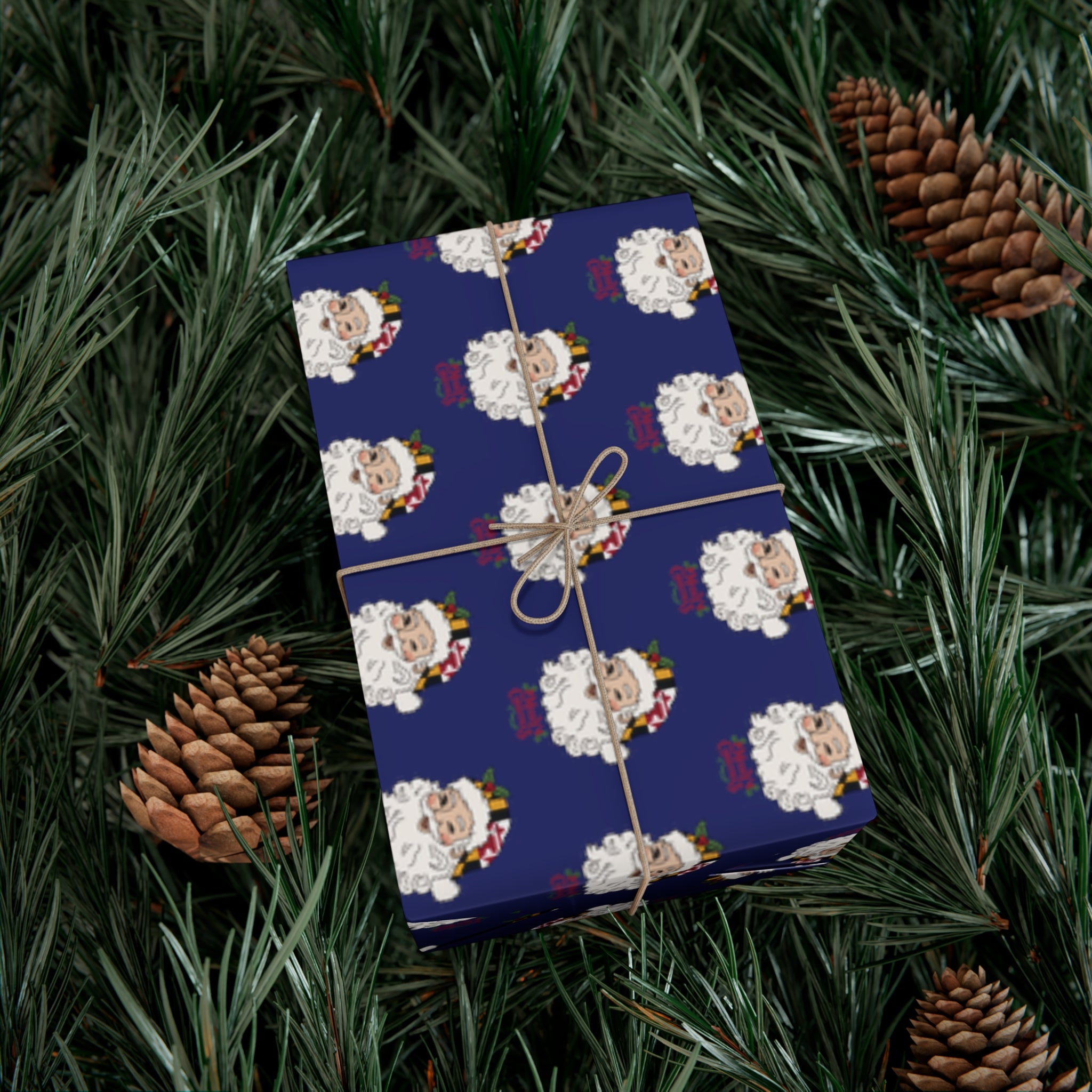 Maryland Santa Christmas Wrapping Paper Roll of 6 or 12 Feet | Choice of Matte or Satin Finish | Buy 2 or more and SAVE 10%