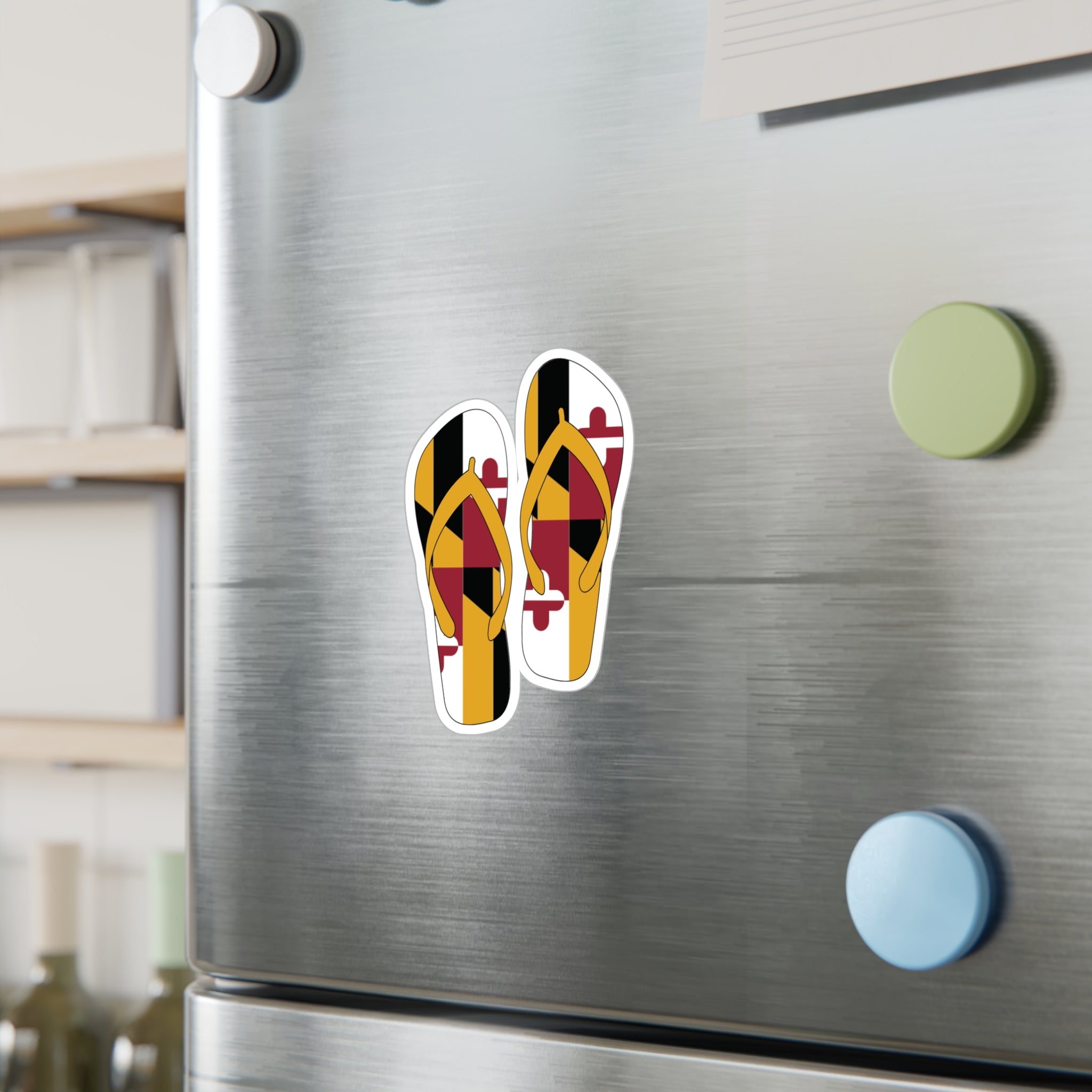 Maryland Flag Flip Flops Sticker | Baltimore Sticker | Kiss-Cut Vinyl Decals | Baltimore Summer | Ocean City Sticker | Vinyl MD Decal