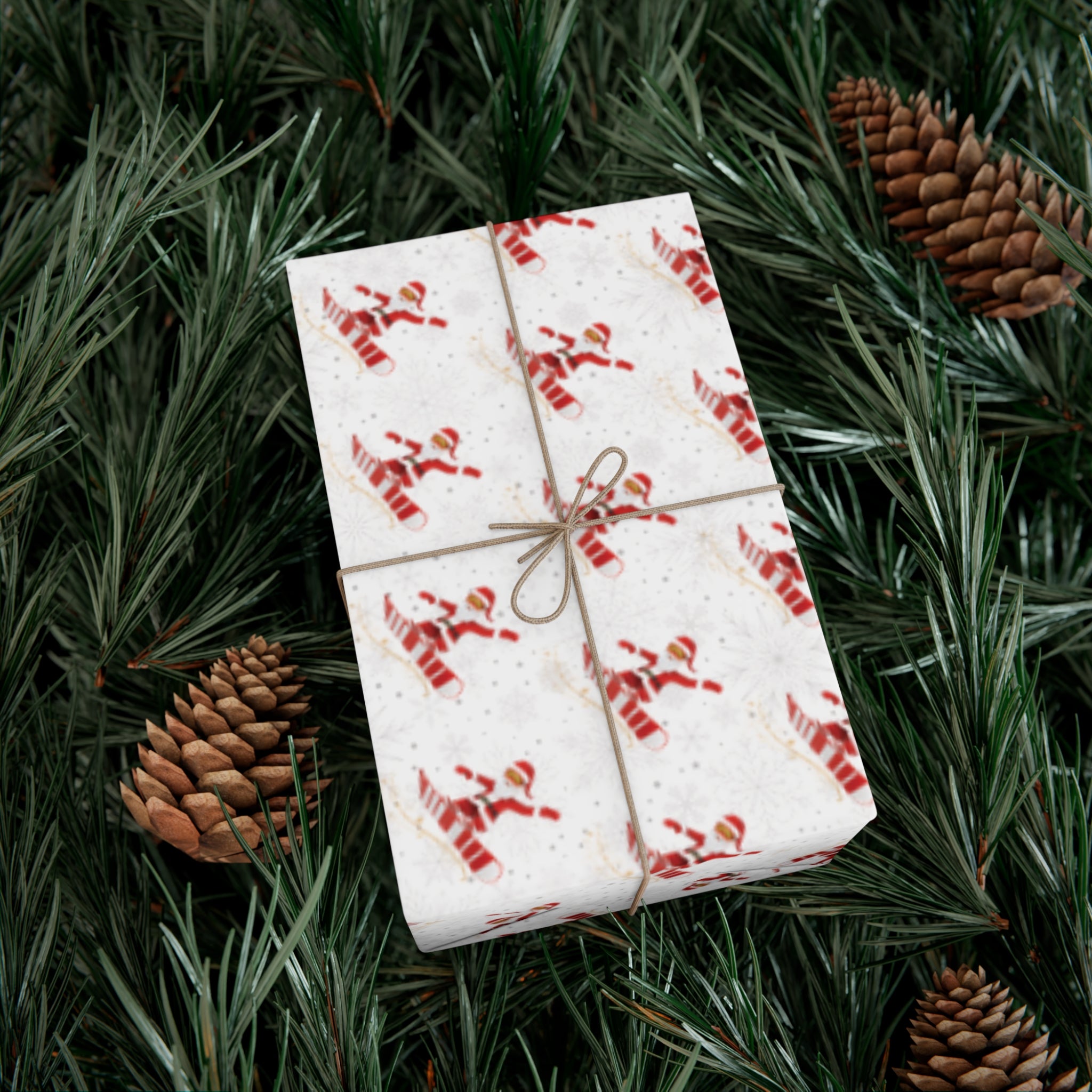Snowboarding Santa Christmas Wrapping Paper Roll of 6 or 12 Feet | Choice of Matte or Satin Finish | Buy 2 or more and SAVE 10%