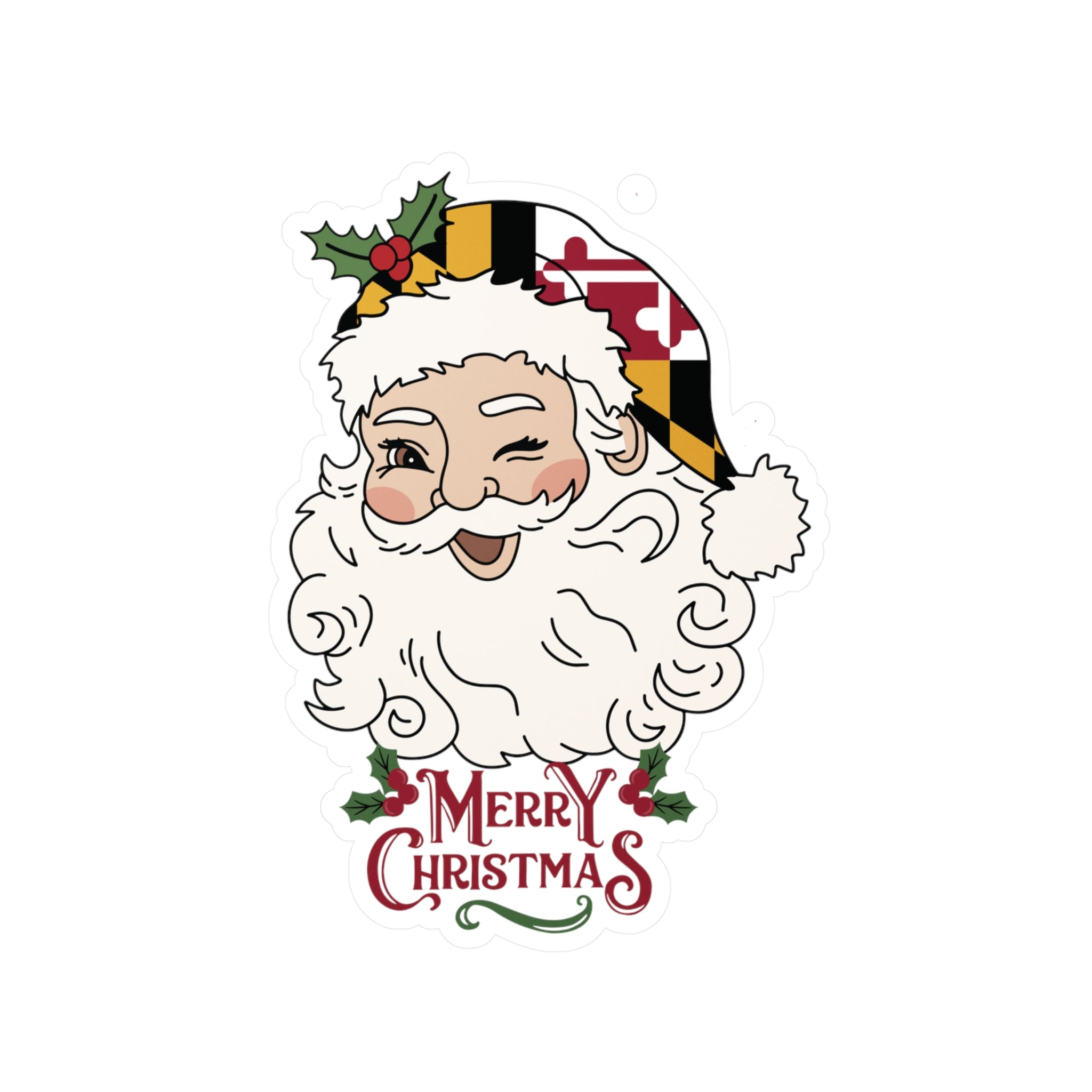Maryland Santa Christmas Sticker | Tis the Seasoning | Kiss-Cut Vinyl Decals | Baltimore Christmas