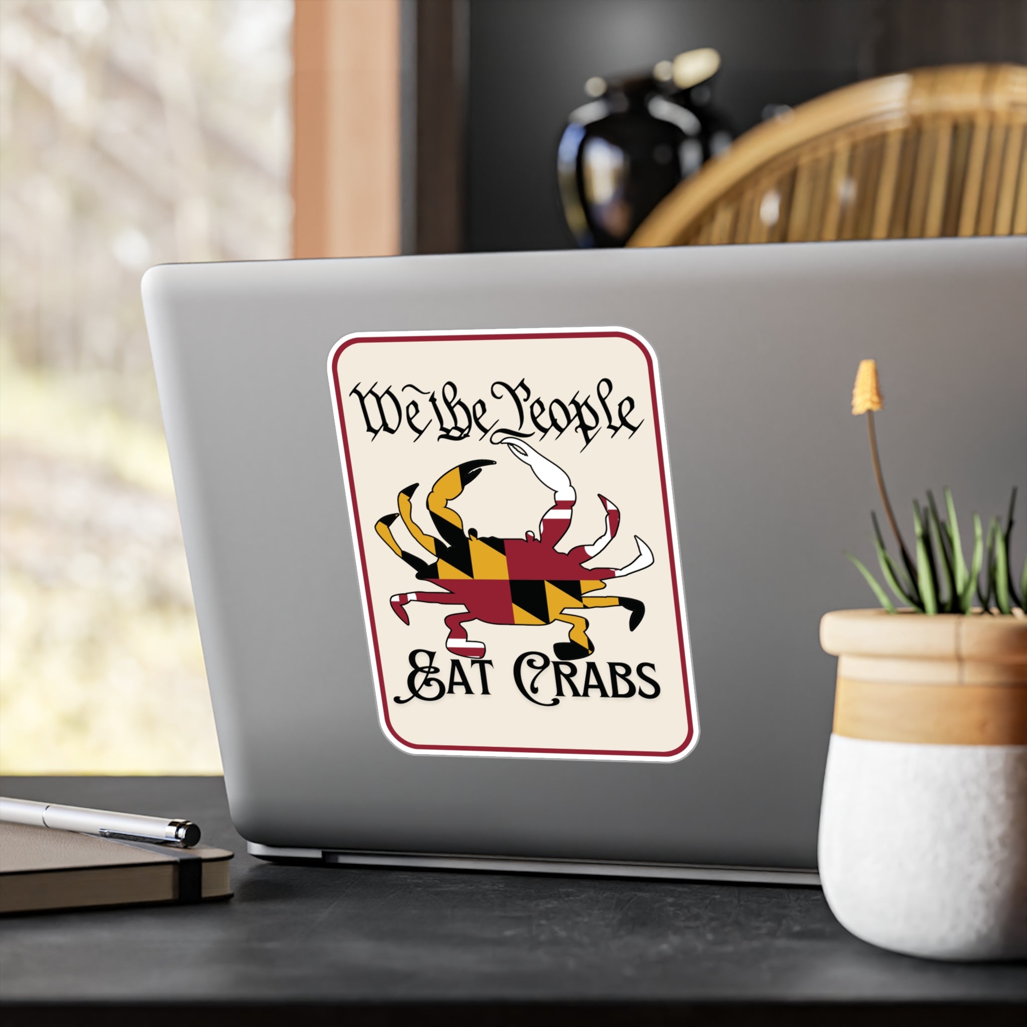 Maryland Flag We The People Eat Crabs Sticker | Baltimore Sticker | Kiss-Cut Vinyl Decals | Baltimore Fall | Maryland Flag Gift