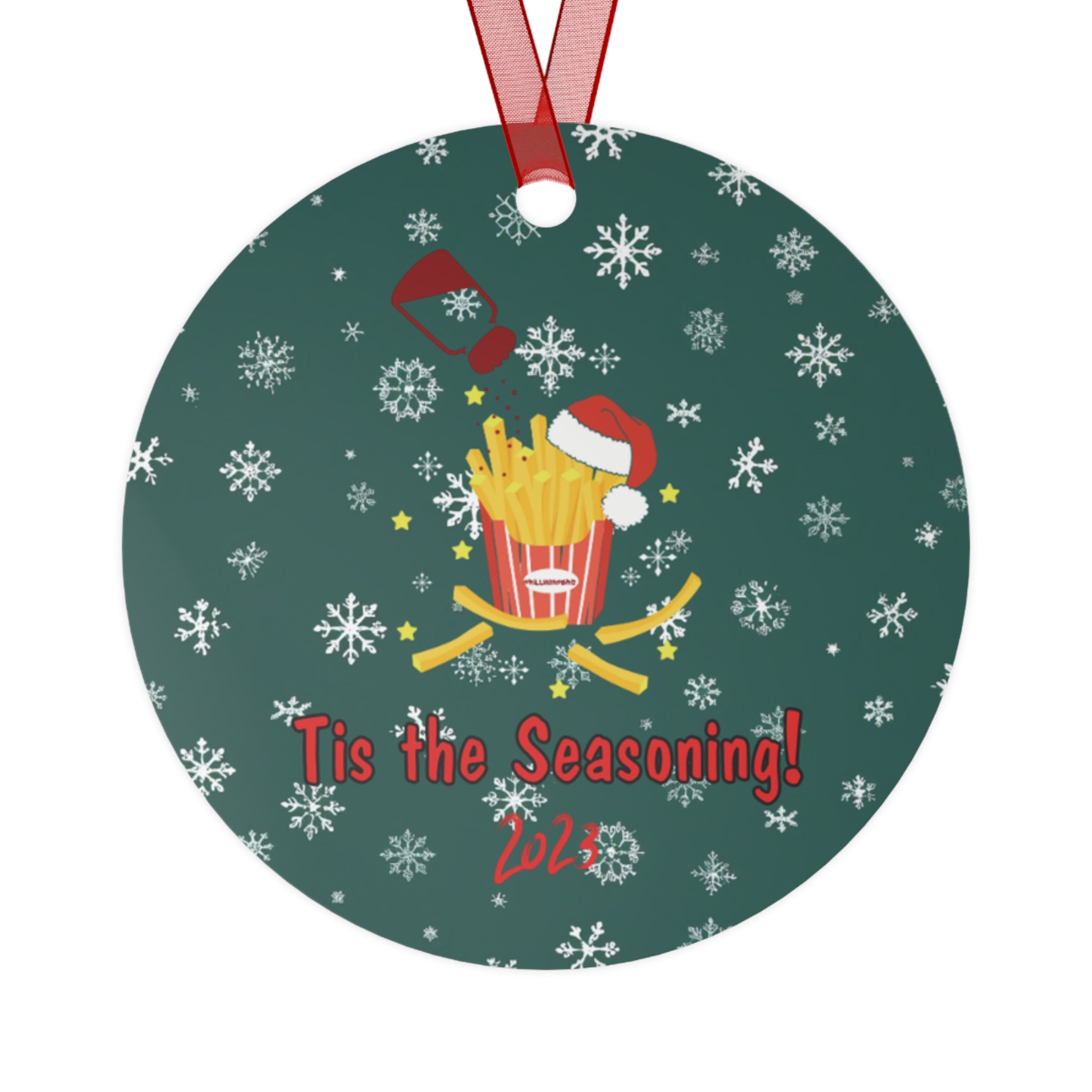 Tis the Seasoning Grillmongers Holiday 3" Round Aluminum Ornament - Buy Two or More and Get $2.22 off each additional ornament