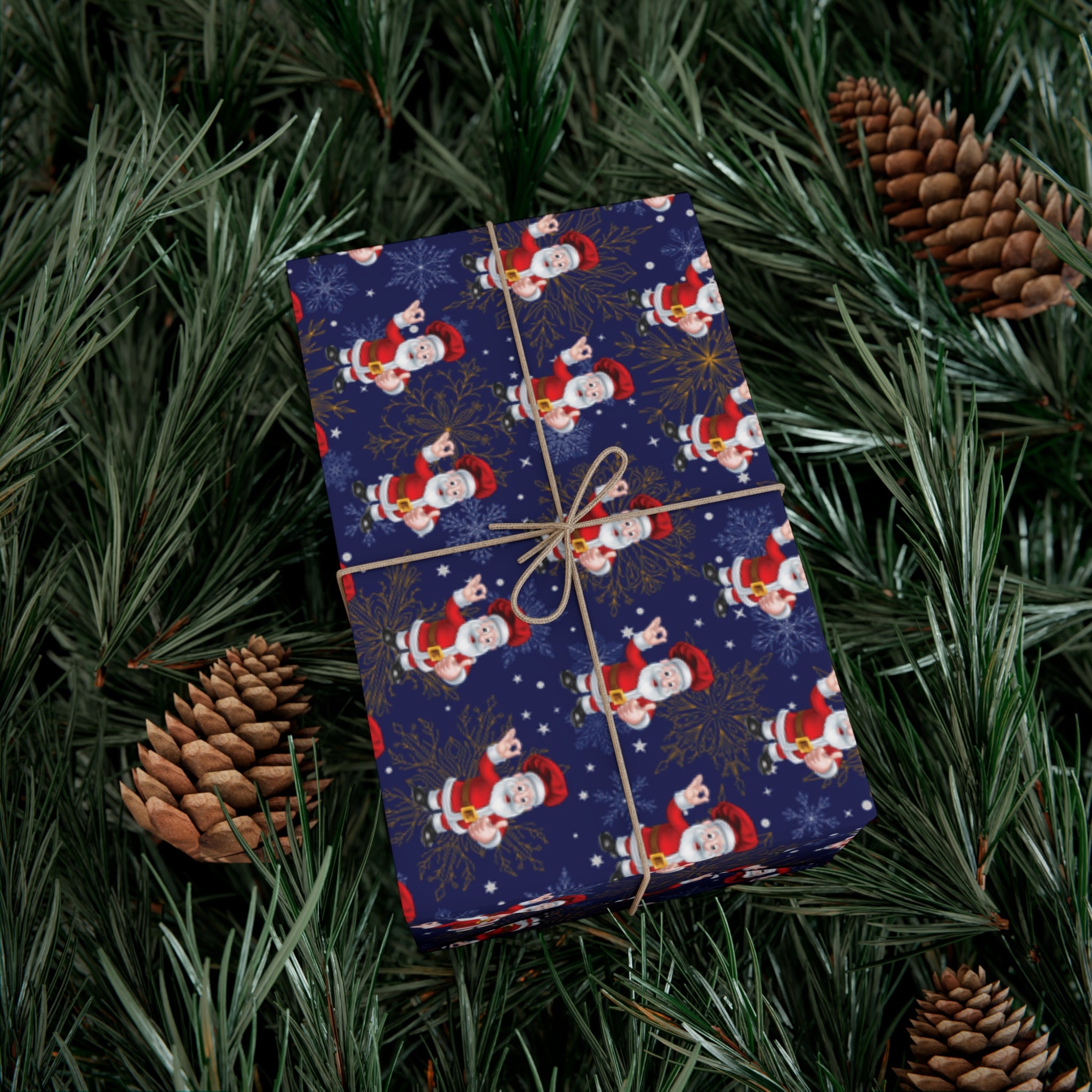 Chef Santa Christmas Wrapping Paper Roll of 6 or 12 Feet | Choice of Matte or Satin Finish | Buy 2 or more and SAVE 10%