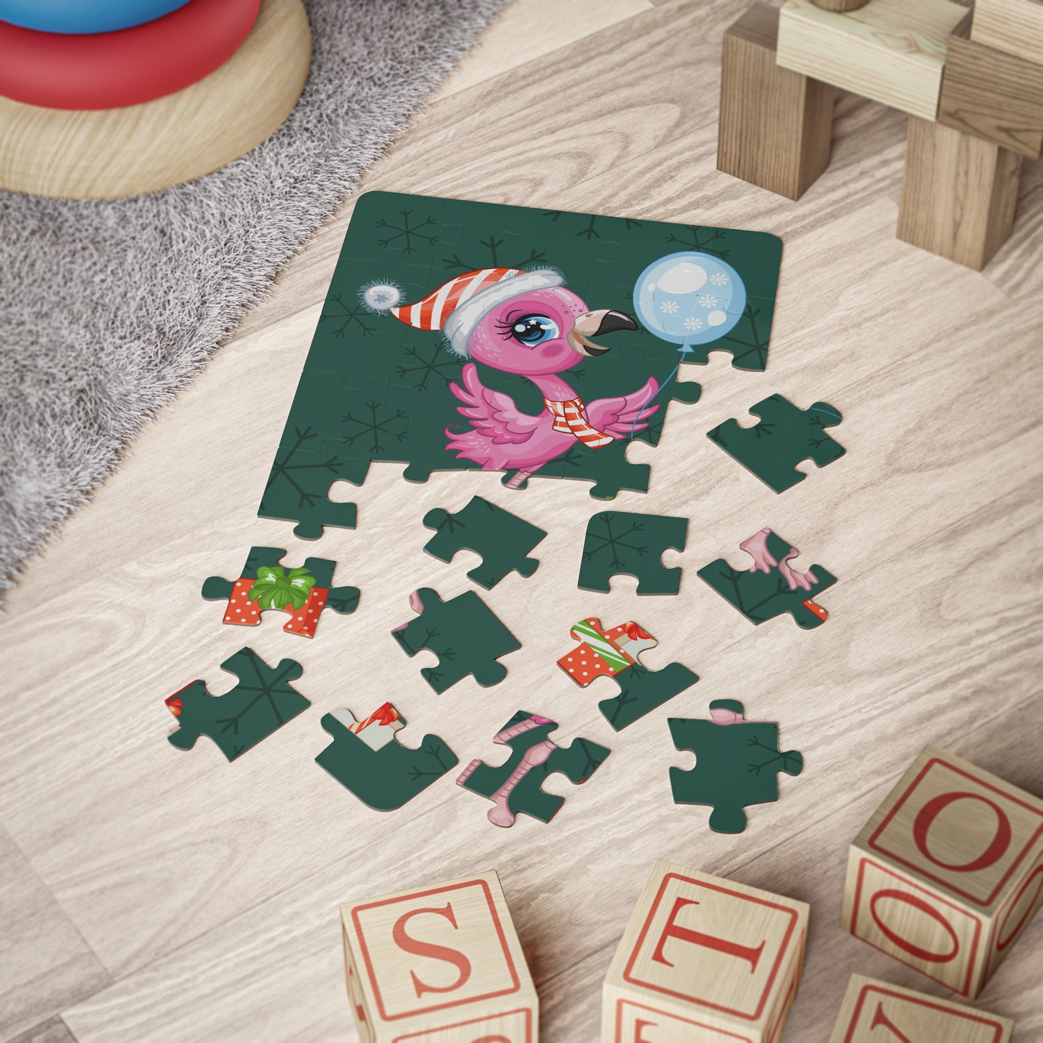 Christmas Flamingo Puzzle for Children 30-Piece