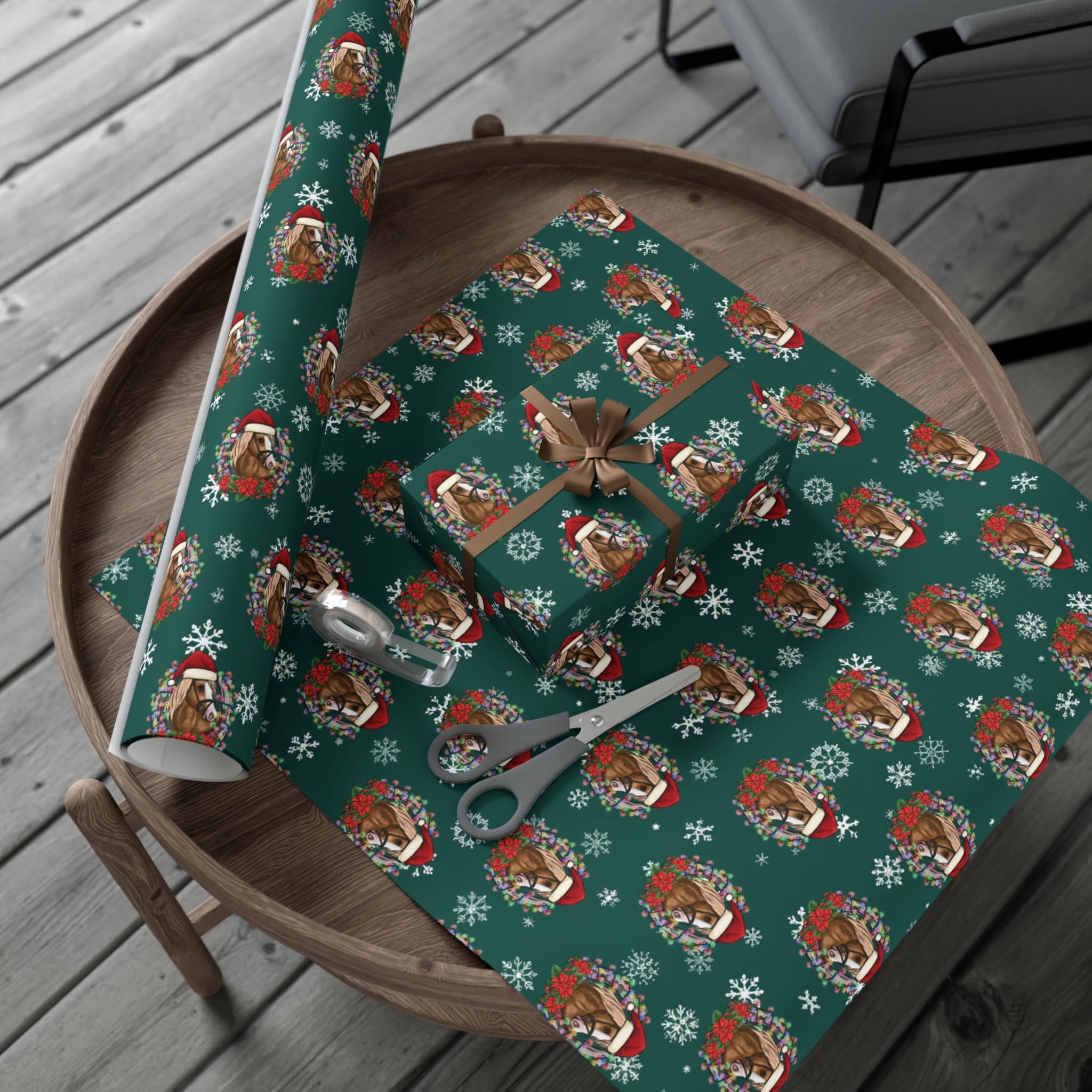 Horse Lover Christmas Wrapping Paper Roll of 6 or 12 Feet | Choice of Matte or Satin Finish | Buy 2 or more and SAVE 10%