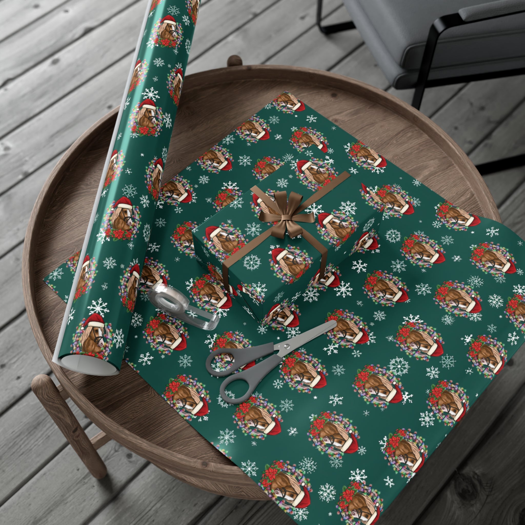 Horse Lover Christmas Wrapping Paper Roll of 6 or 12 Feet | Choice of Matte or Satin Finish | Buy 2 or more and SAVE 10%