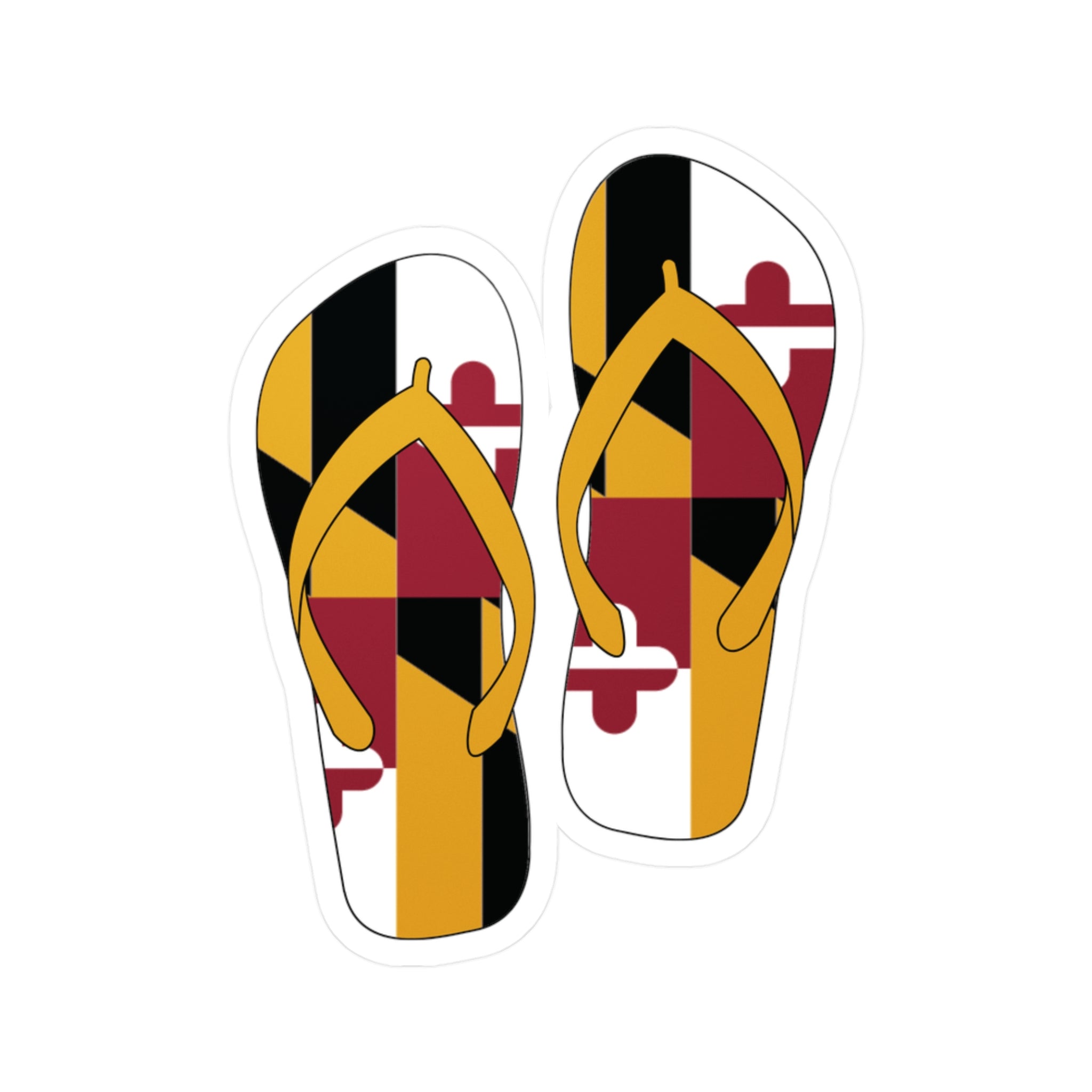 Maryland Flag Flip Flops Sticker | Baltimore Sticker | Kiss-Cut Vinyl Decals | Baltimore Summer | Ocean City Sticker | Vinyl MD Decal