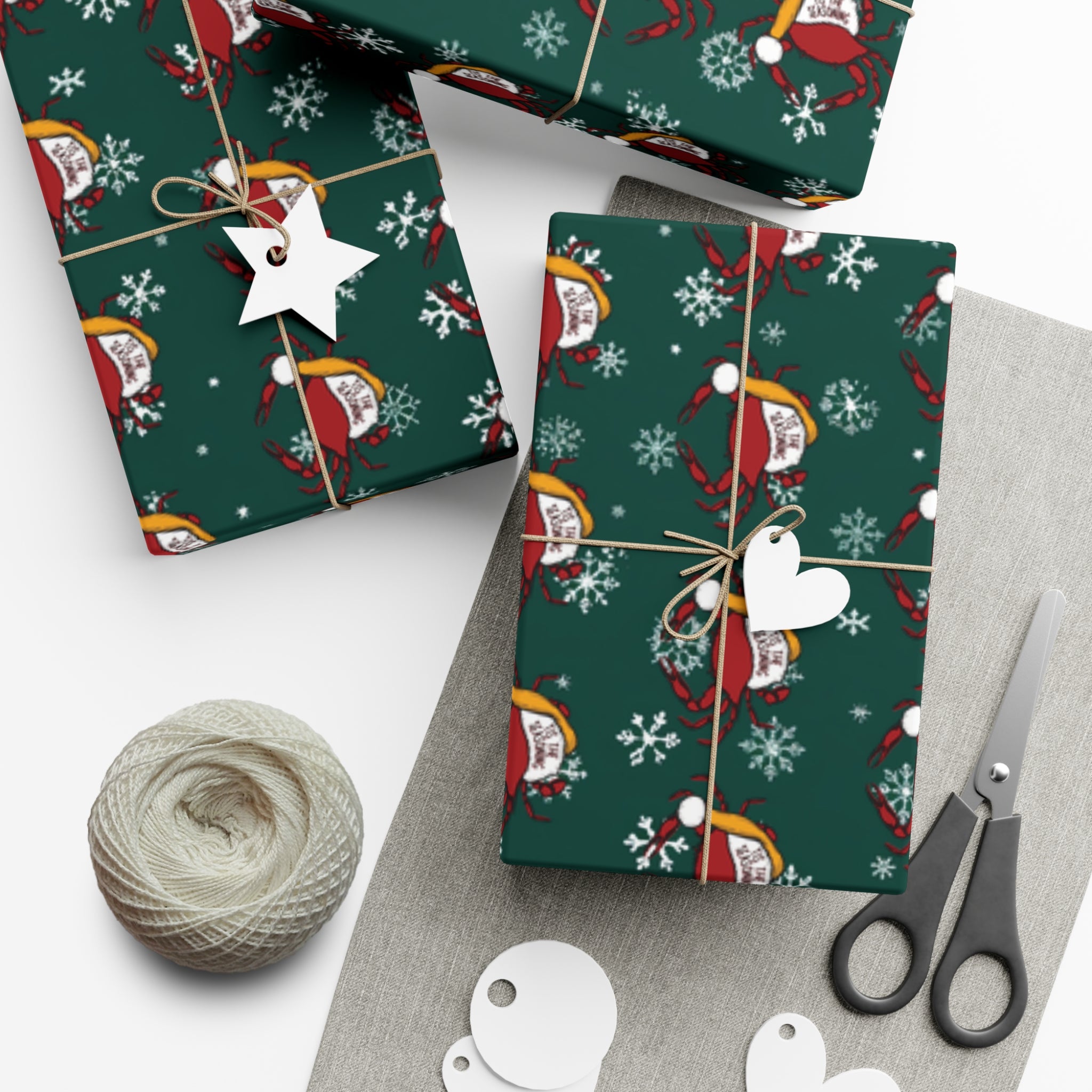 Maryland Crab Christmas Wrapping Paper Roll of 6 or 12 Feet | Choice of Matte or Satin Finish | Buy 2 or more and SAVE 10%
