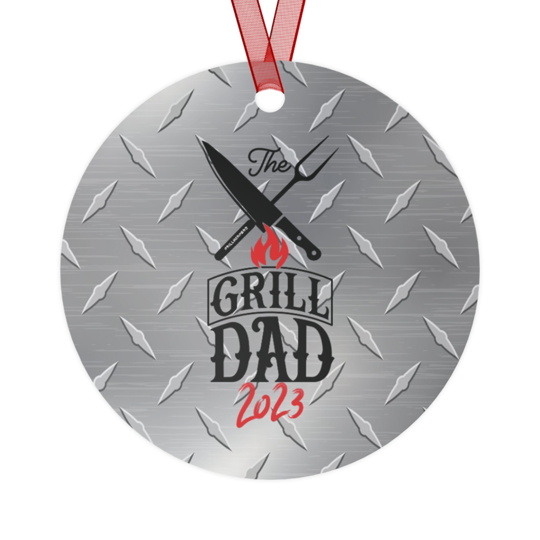Grill Dad Christmas Round Plastic Ornament - Buy 2 or more and SAVE $2.00 on each additional ornament