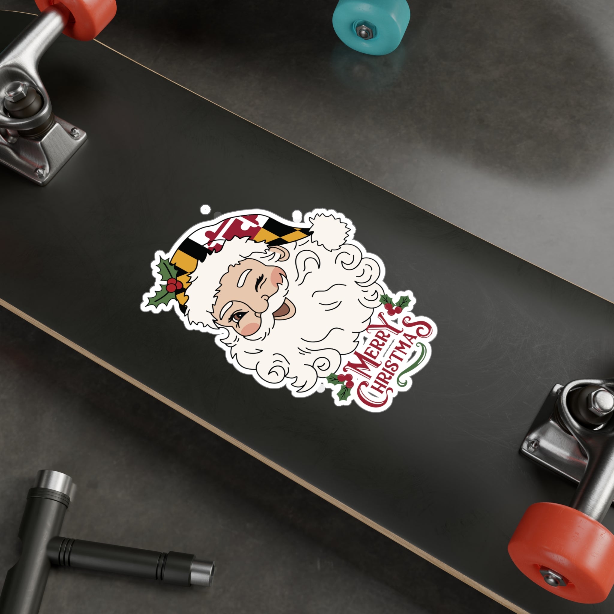 Maryland Santa Christmas Sticker | Tis the Seasoning | Kiss-Cut Vinyl Decals | Baltimore Christmas