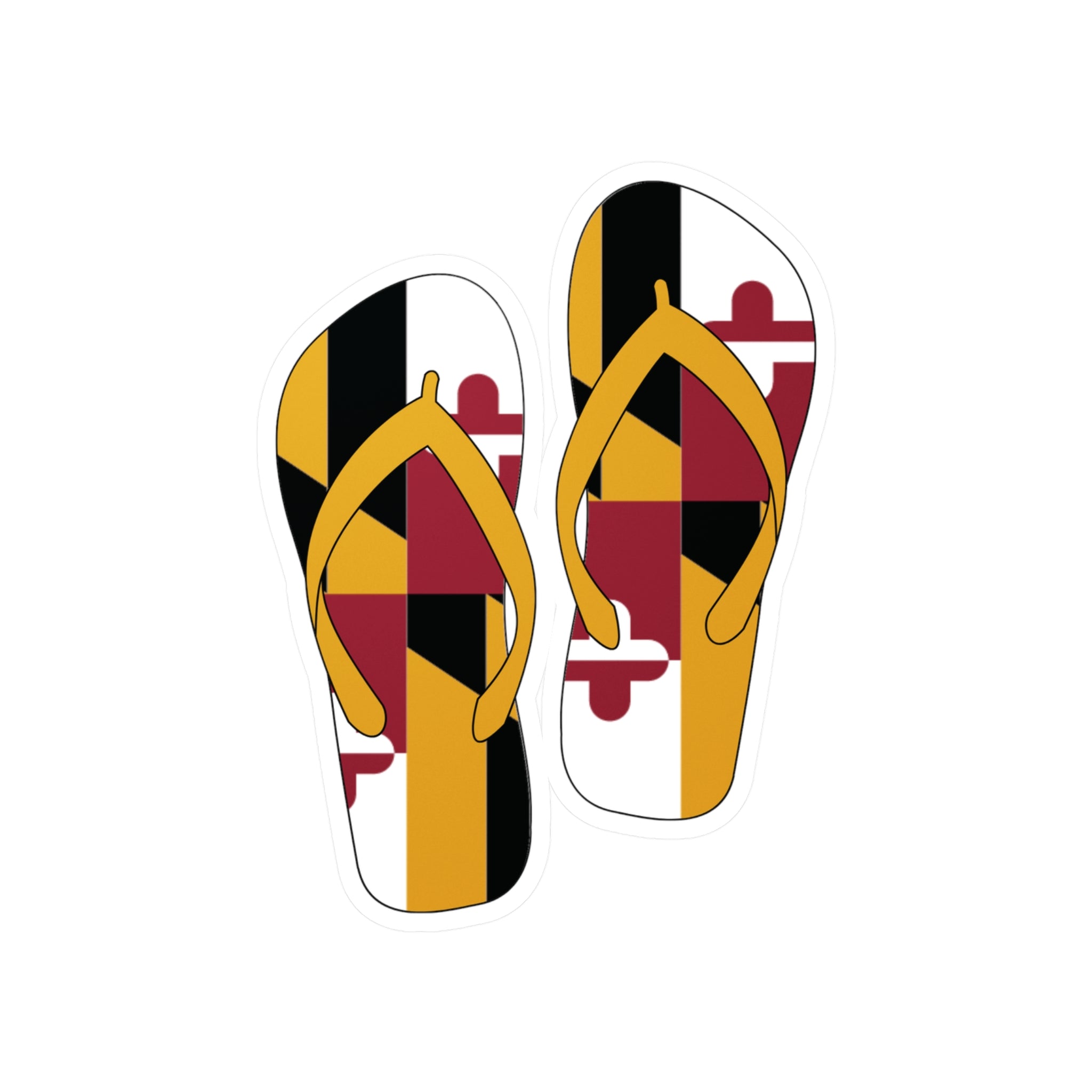 Maryland Flag Flip Flops Sticker | Baltimore Sticker | Kiss-Cut Vinyl Decals | Baltimore Summer | Ocean City Sticker | Vinyl MD Decal