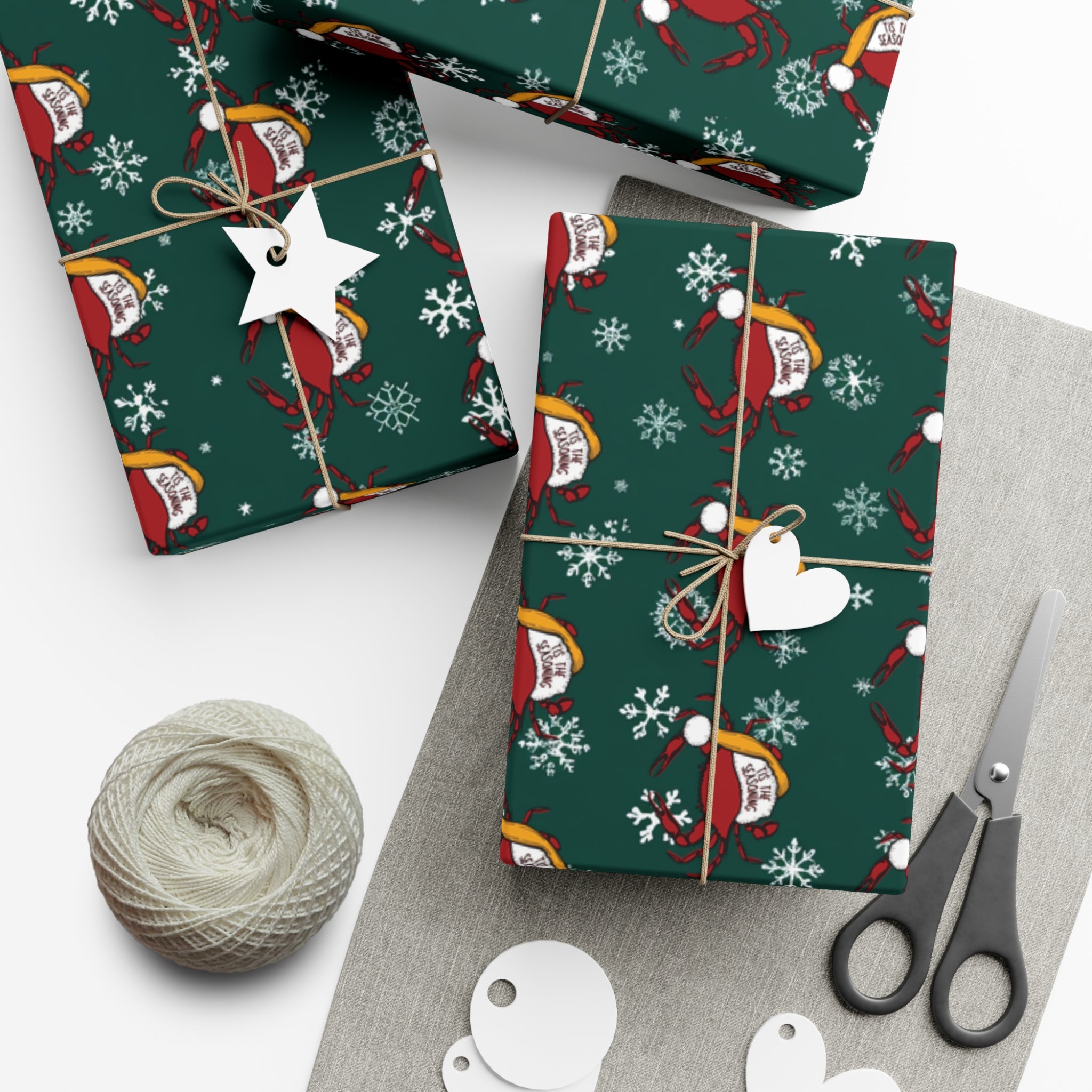 Maryland Crab Christmas Wrapping Paper Roll of 6 or 12 Feet | Choice of Matte or Satin Finish | Buy 2 or more and SAVE 10%