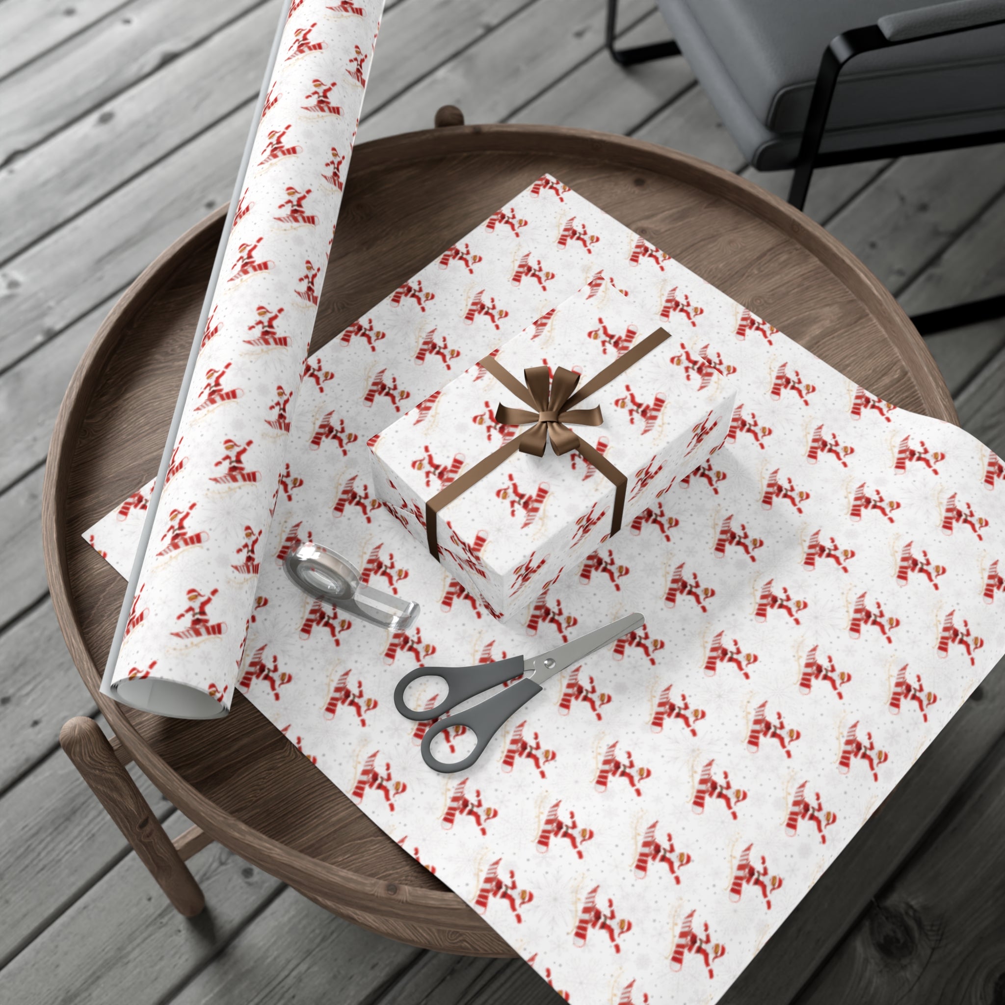 Snowboarding Santa Christmas Wrapping Paper Roll of 6 or 12 Feet | Choice of Matte or Satin Finish | Buy 2 or more and SAVE 10%