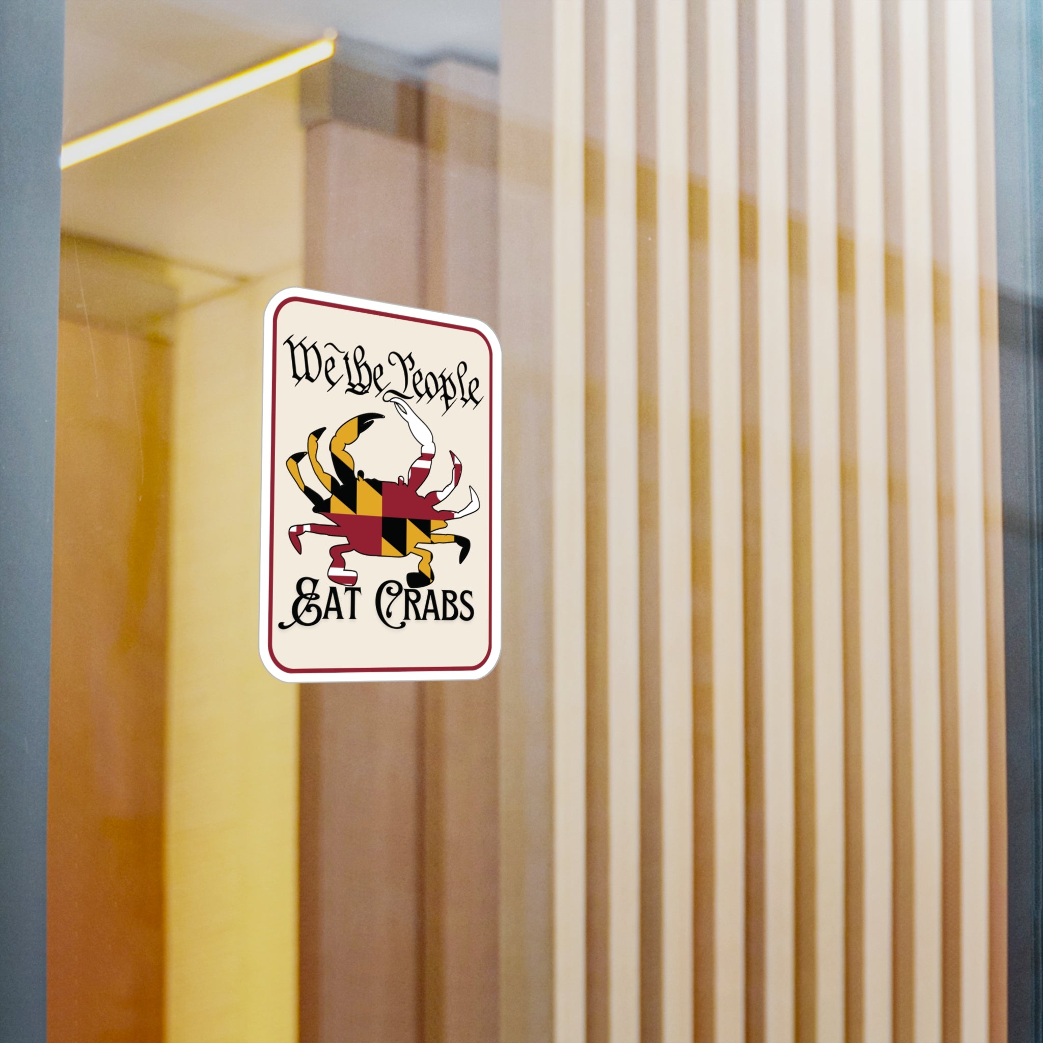 Maryland Flag We The People Eat Crabs Sticker | Baltimore Sticker | Kiss-Cut Vinyl Decals | Baltimore Fall | Maryland Flag Gift