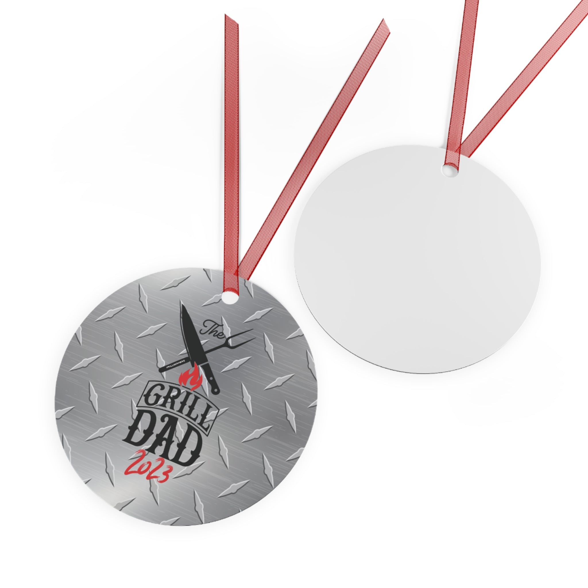 Grill Dad Christmas Round Plastic Ornament - Buy 2 or more and SAVE $2.00 on each additional ornament