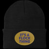 It's a Flock Thing Knit Beanie with Printed Patch | Choice of Purple, Orange or Black Winter Hat