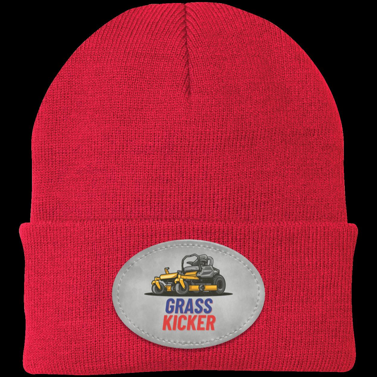 Grass Kicker Knit Cap Winter Beanie with Patch