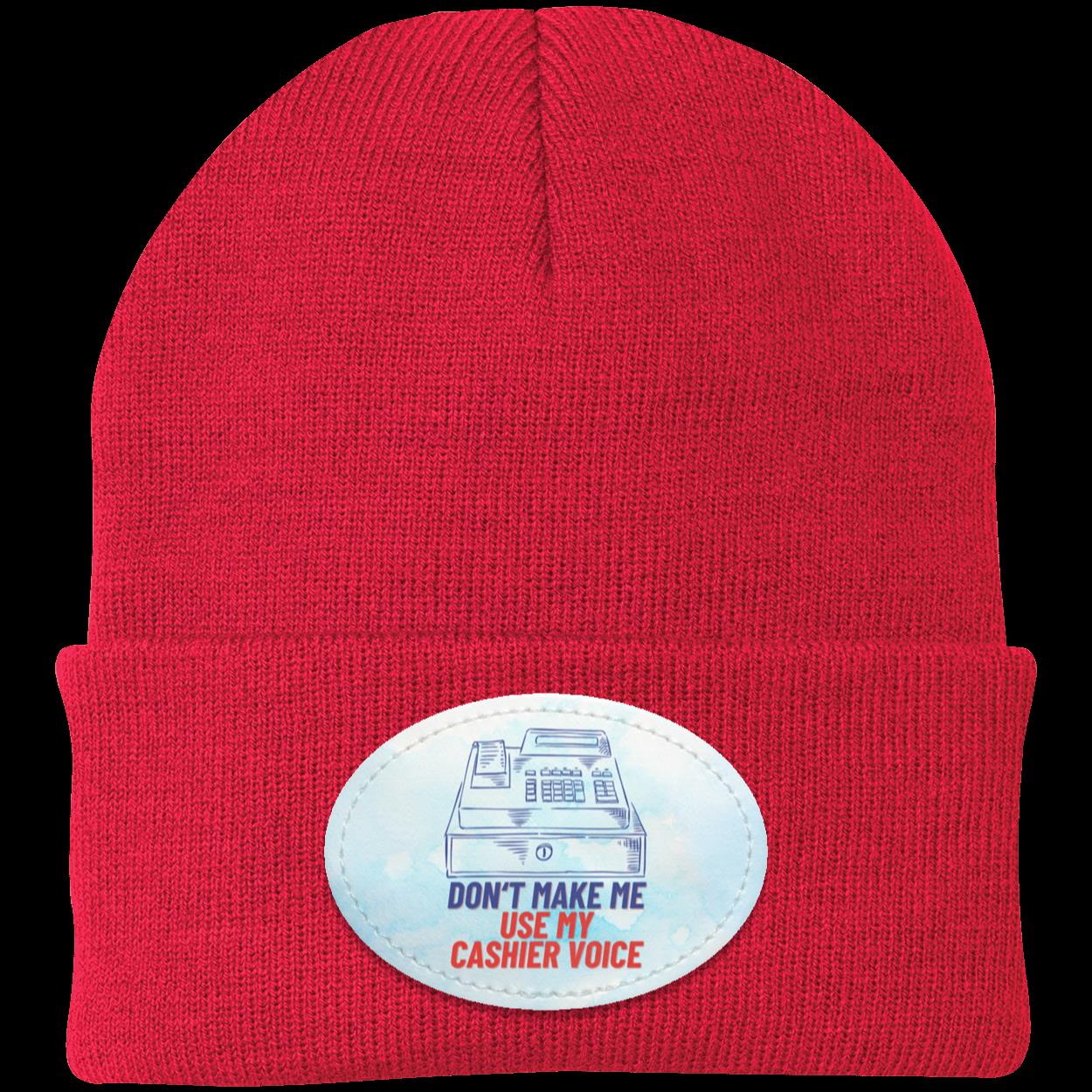 Cashier Knit Cap Winter Beanie with Printed Patch | Available in Assorted Colors