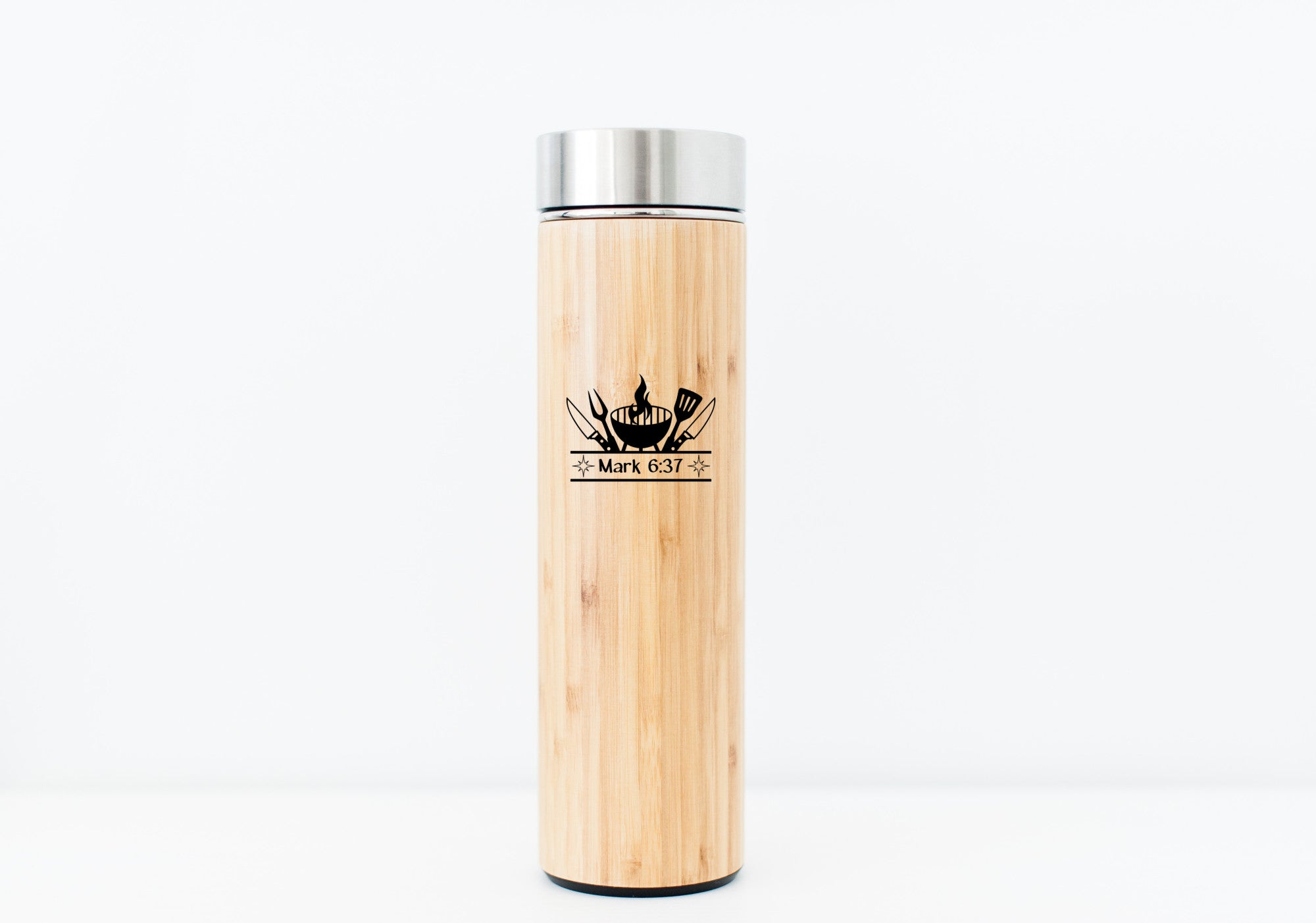 Gift for Cook Grill Chef Mark 6:37 Bible Verse Ecofriendly Bamboo Water Bottle