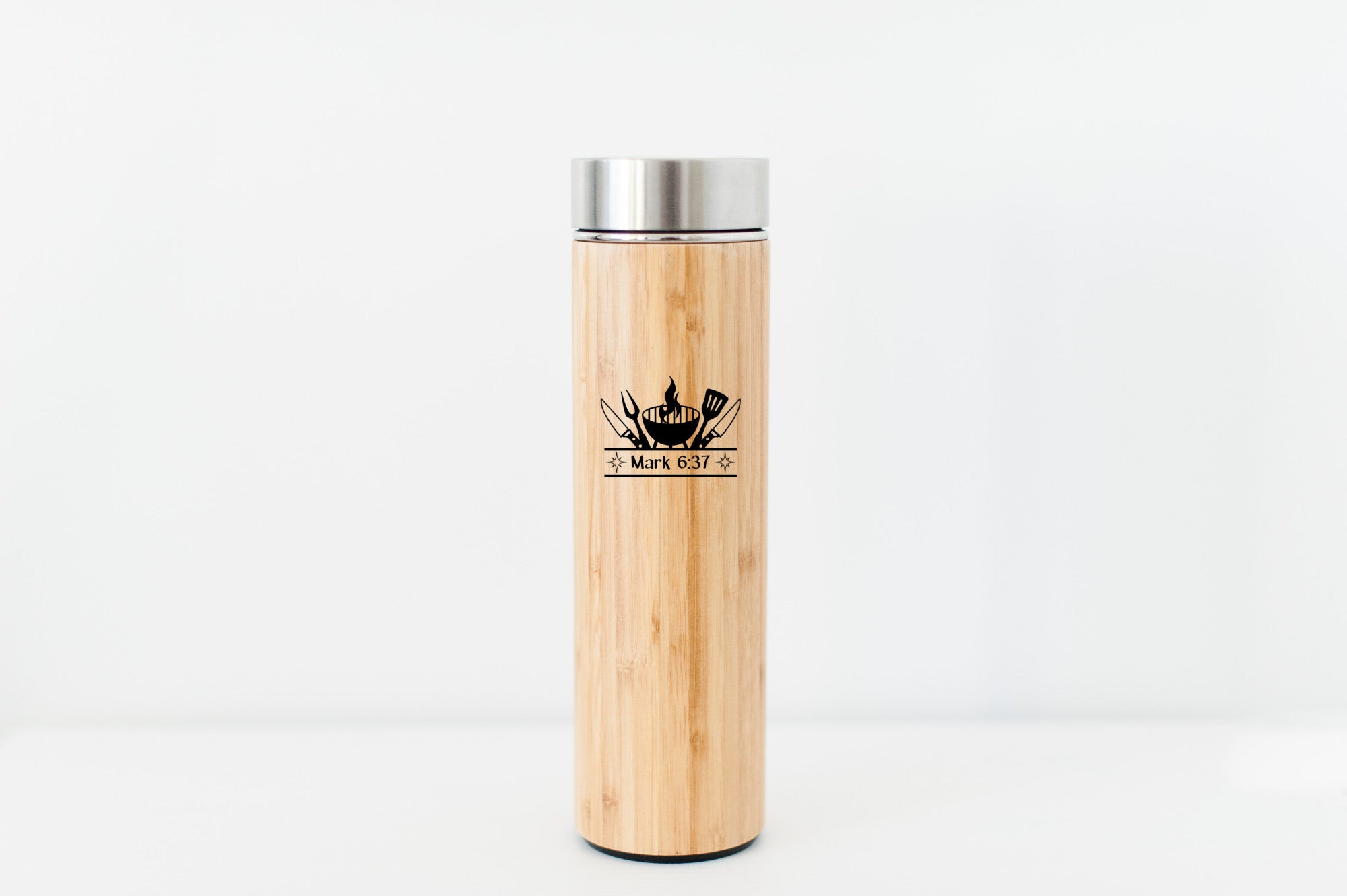 Gift for Cook Grill Chef Mark 6:37 Bible Verse Ecofriendly Bamboo Water Bottle