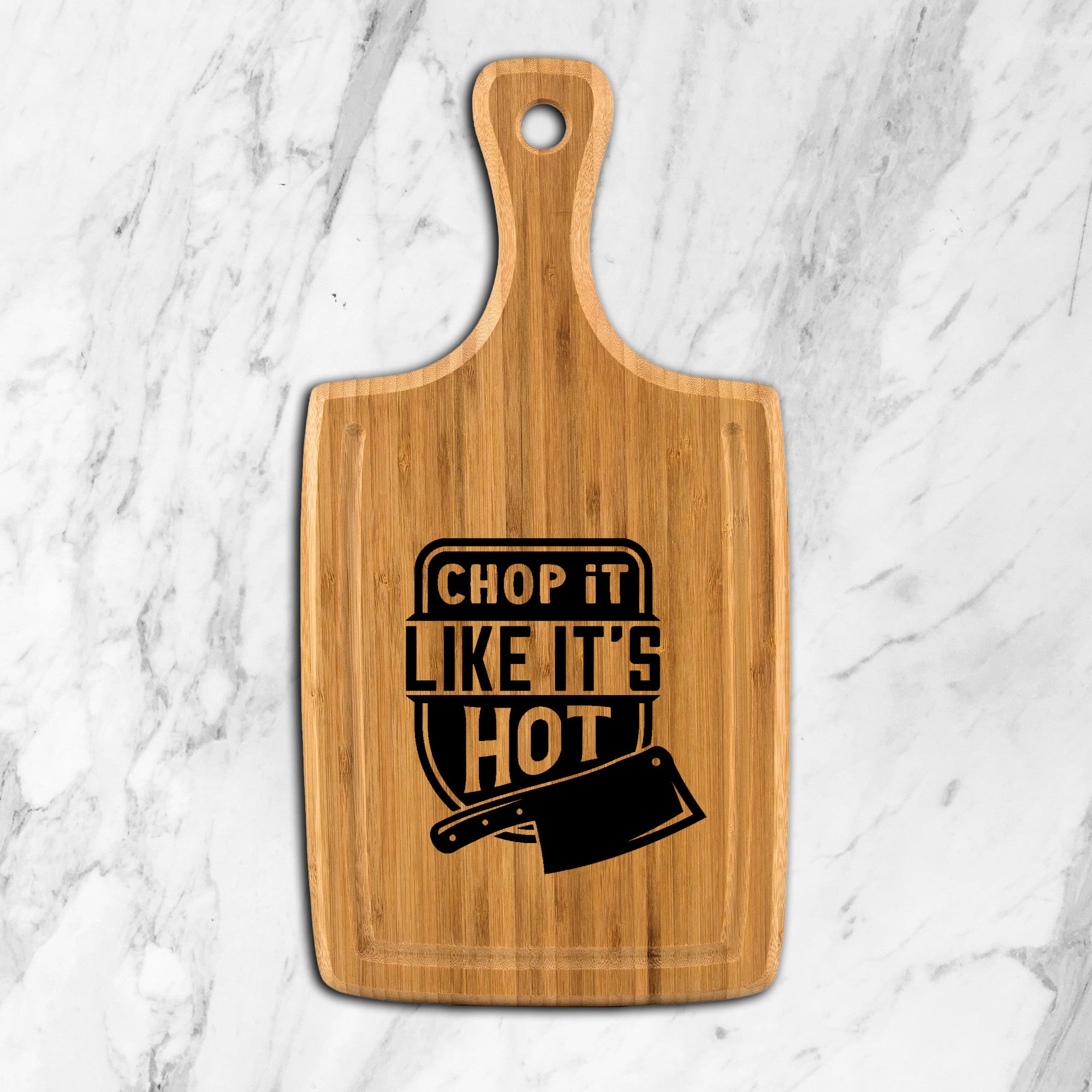Chop It Like It's Hot Large Handled Bamboo Cutting Board
