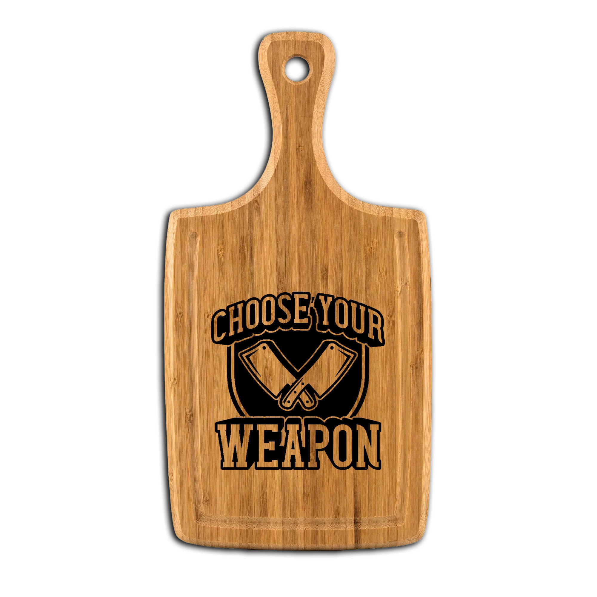 Funny Bamboo Cutting Board with Handle Choose Your Cleaver