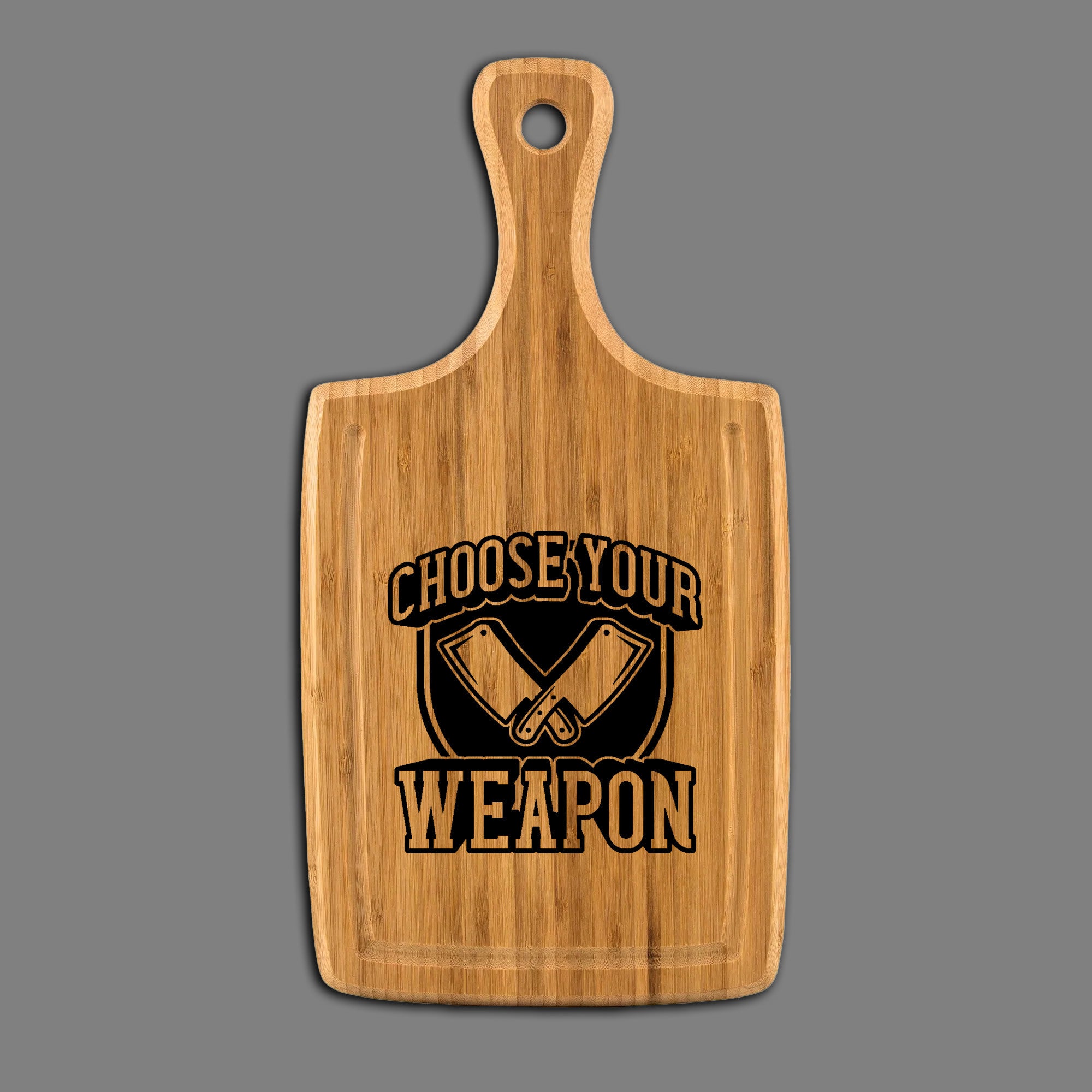 Funny Bamboo Cutting Board with Handle Choose Your Cleaver