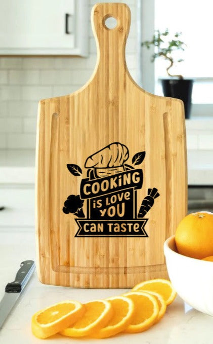 Cooking is Love You Can Taste Bamboo Cutting Board